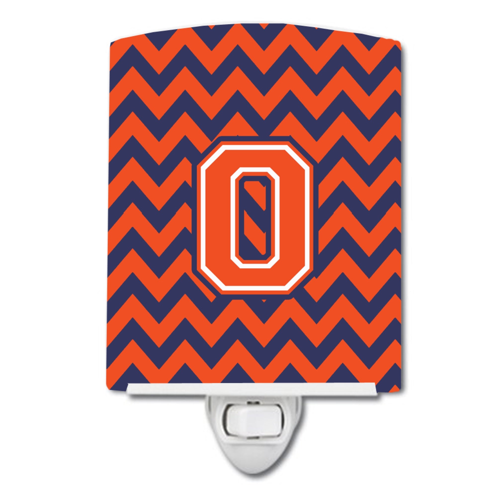  inchCarolines Treasures Letter O Chevron Orange and Blue Ceramic Night Light, 6x4, Multicolor inch
