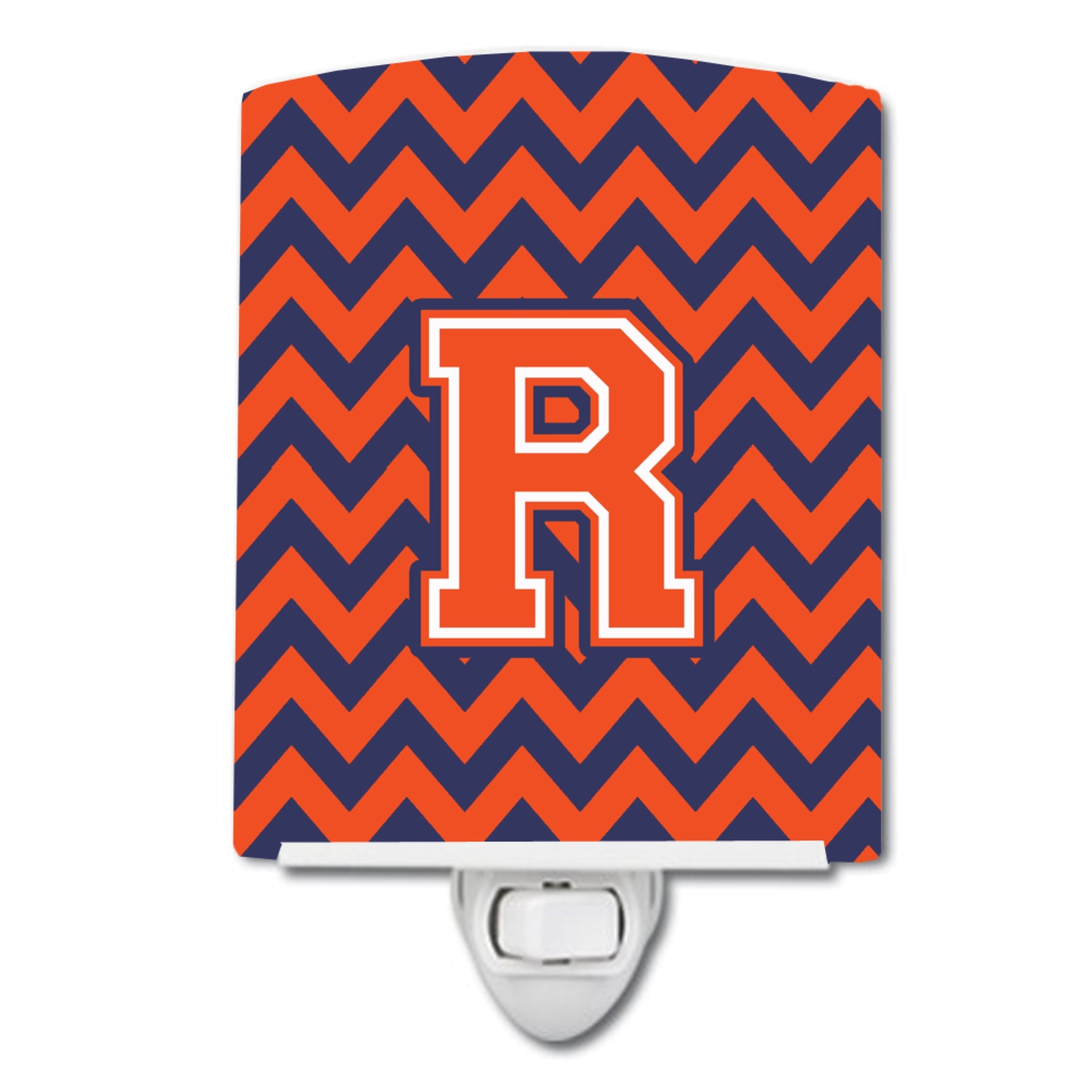  inchCarolines Treasures Letter R Chevron Orange and Blue Ceramic Night Light, 6x4, Multicolor inch
