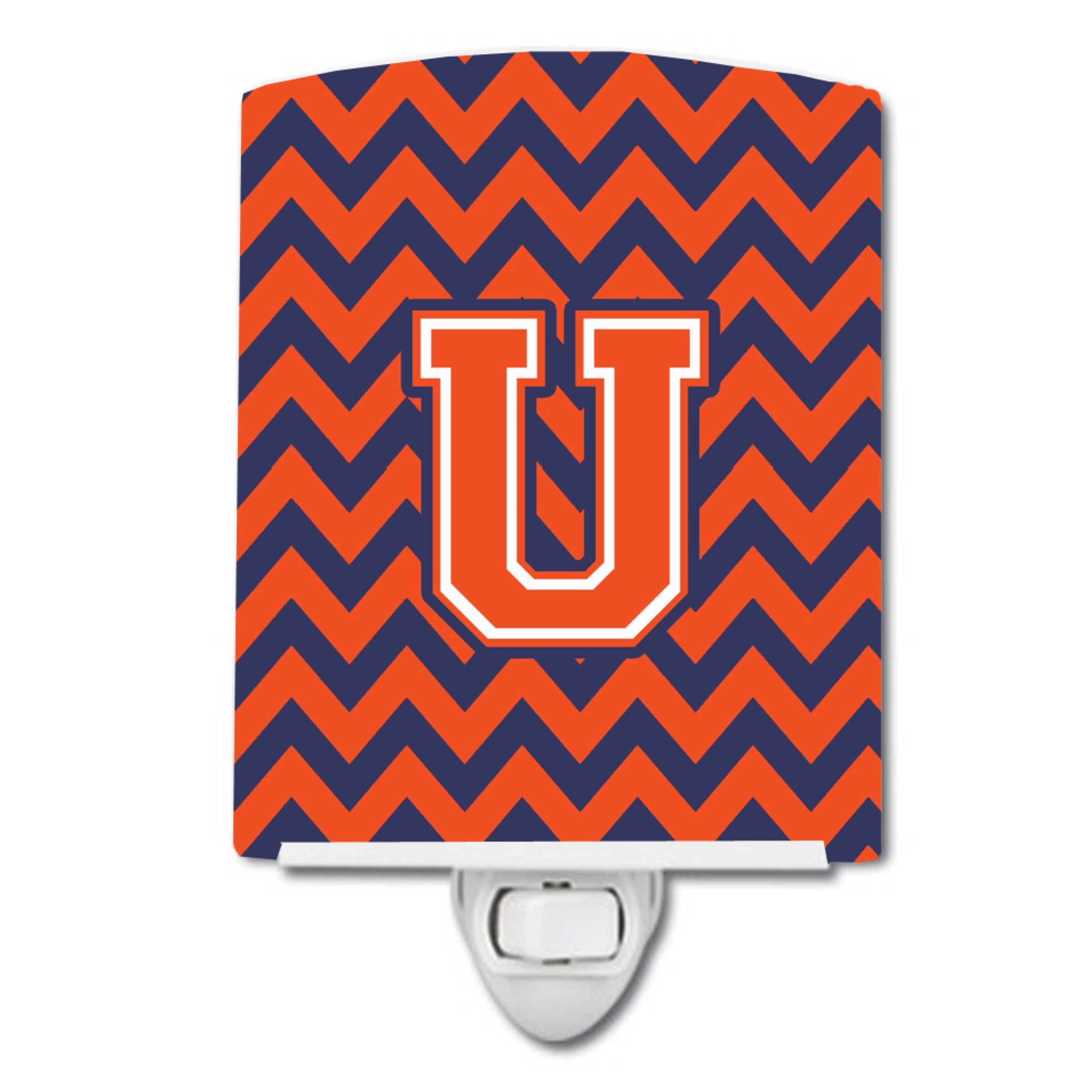  inchCarolines Treasures Letter U Chevron Orange and Blue Ceramic Night Light, 6x4, Multicolor inch