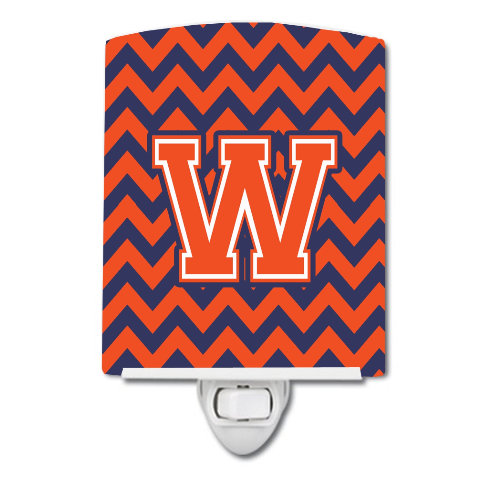  inchCarolines Treasures Letter W Chevron Orange and Blue Ceramic Night Light, 6x4, Multicolor inch