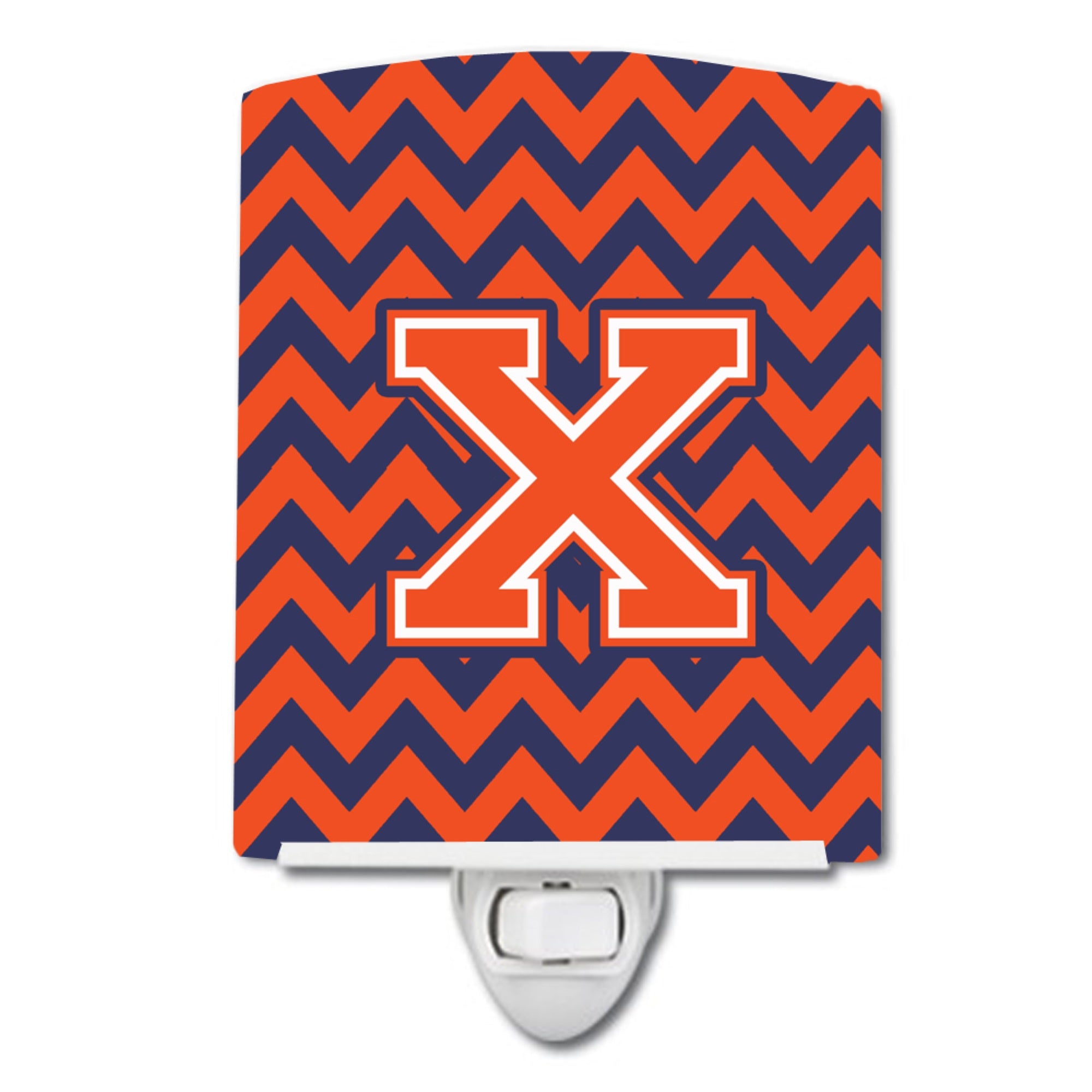  inchCarolines Treasures Letter X Chevron Orange and Blue Ceramic Night Light, 6x4, Multicolor inch