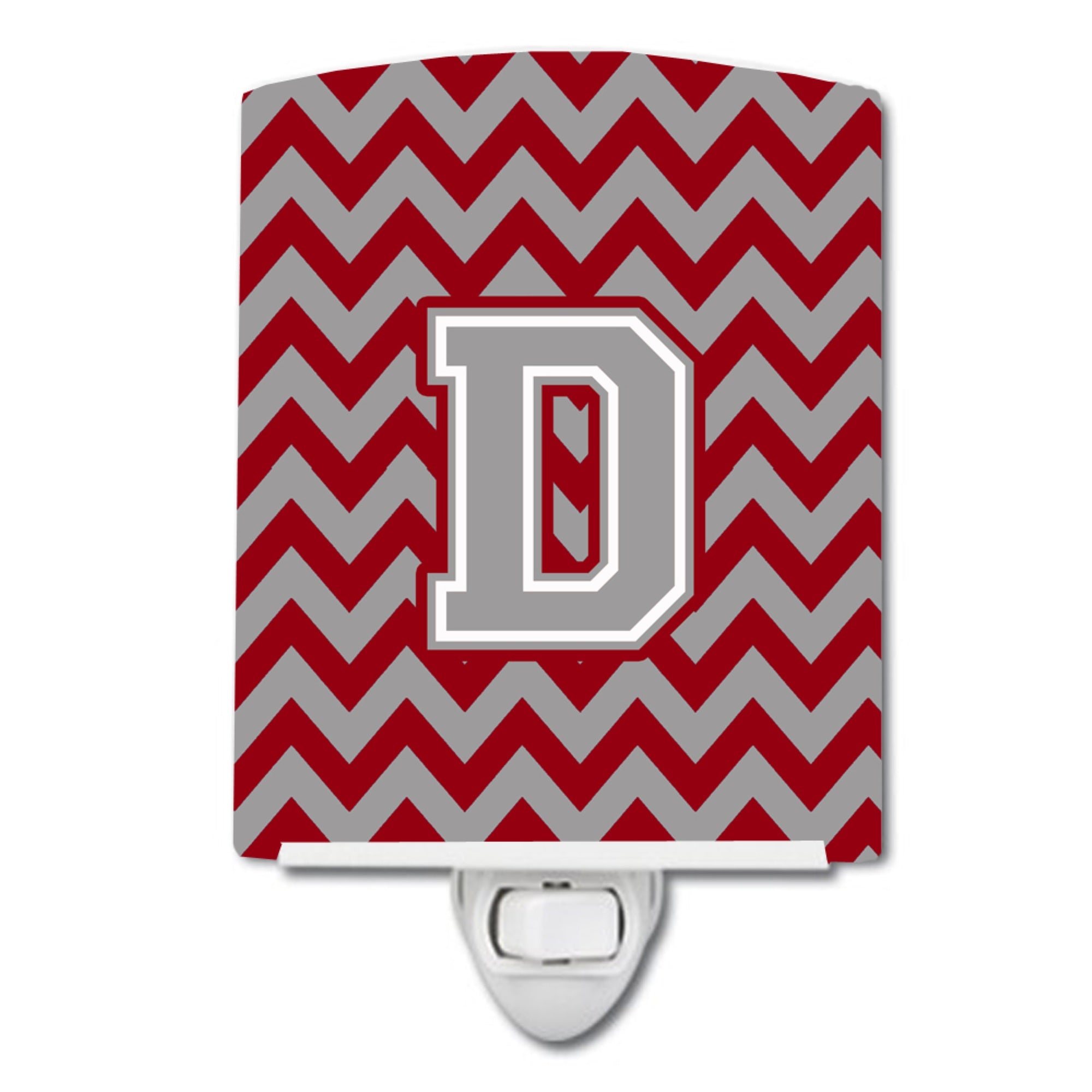  inchCarolines Treasures Letter D Chevron Crimson and Grey Ceramic Night Light, 6x4, Multicolor inch