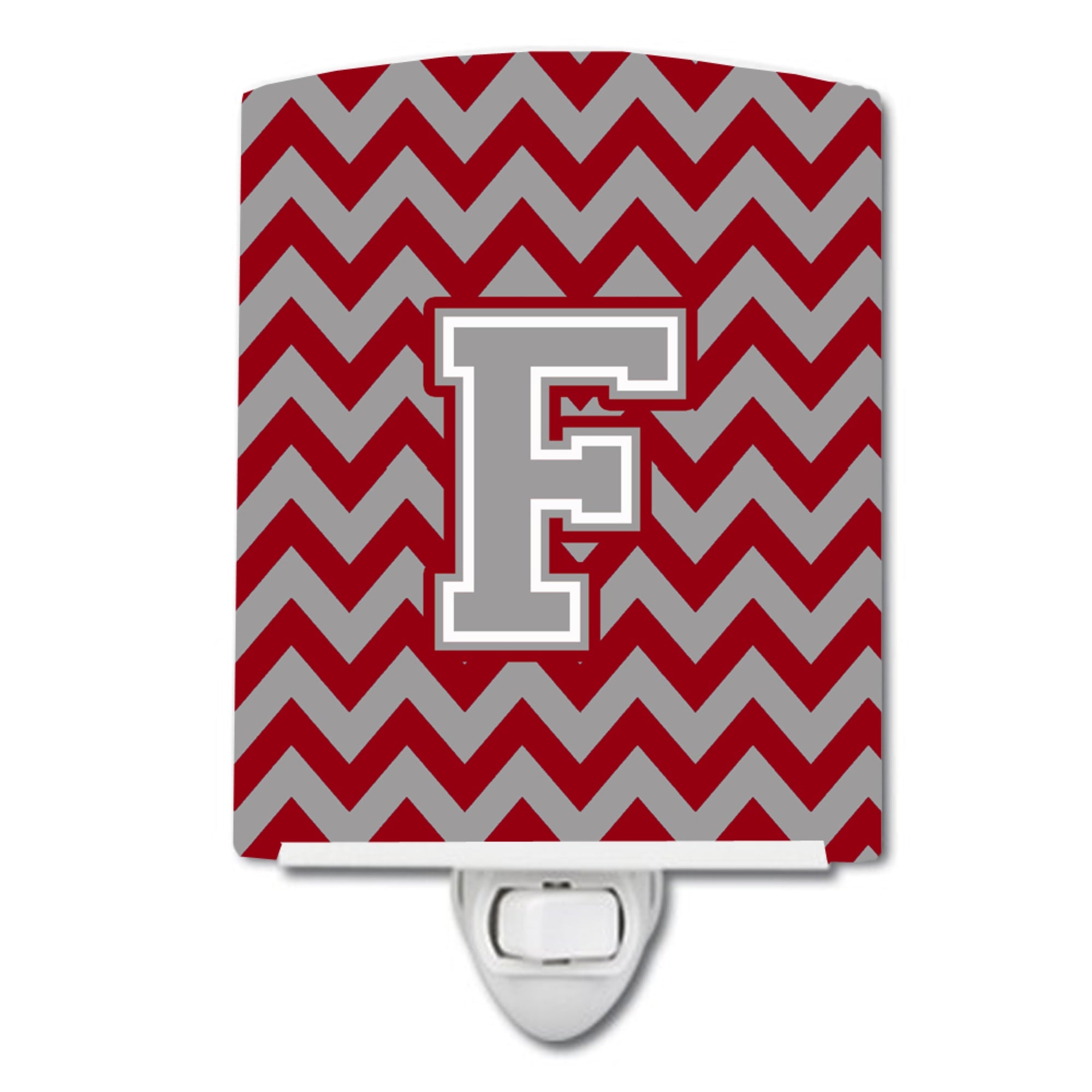  inchCarolines Treasures Letter F Chevron Crimson and Grey Night Light, 6x4, Multicolor inch