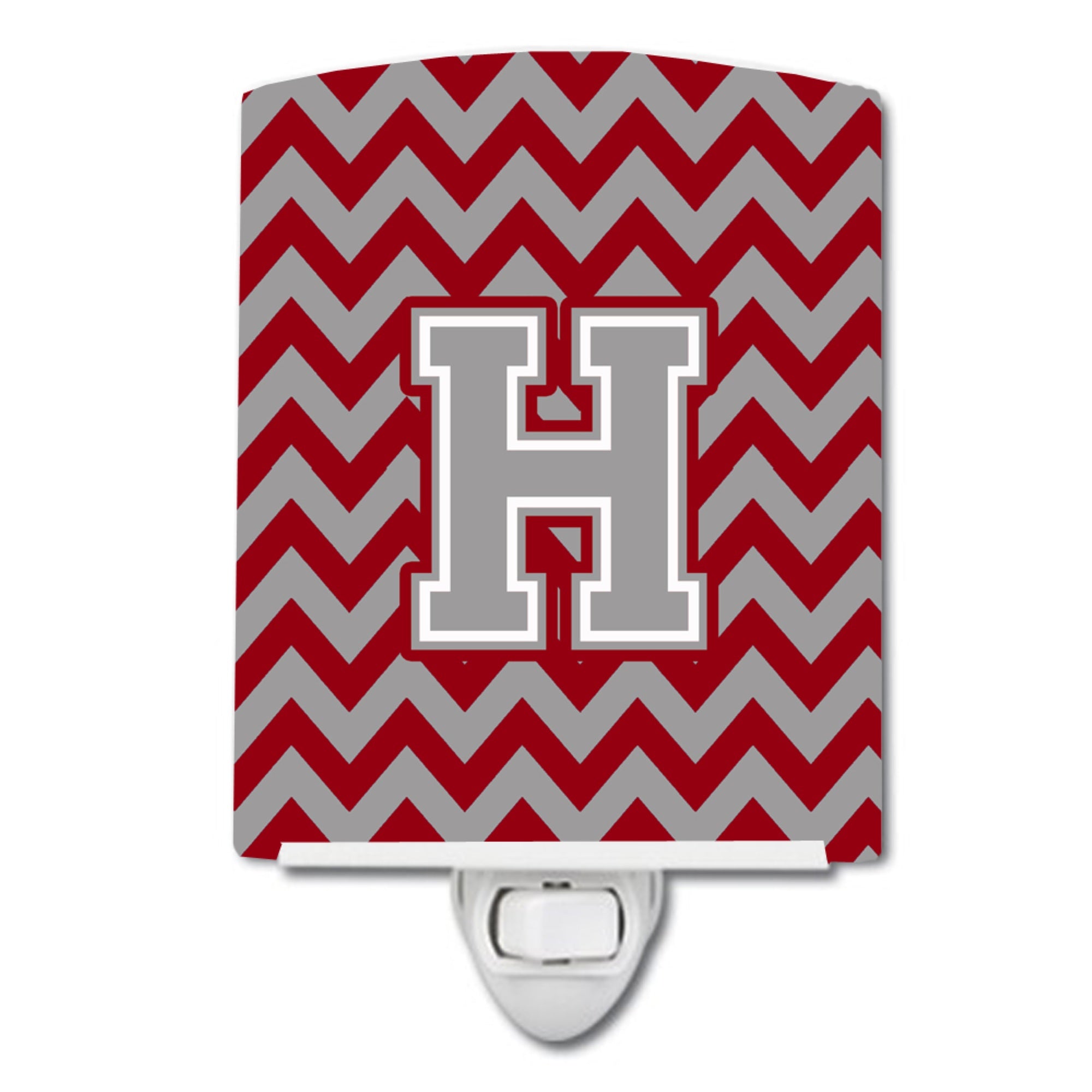  inchCarolines Treasures Letter H Chevron Crimson and Grey Ceramic Night Light, 6x4, Multicolor inch