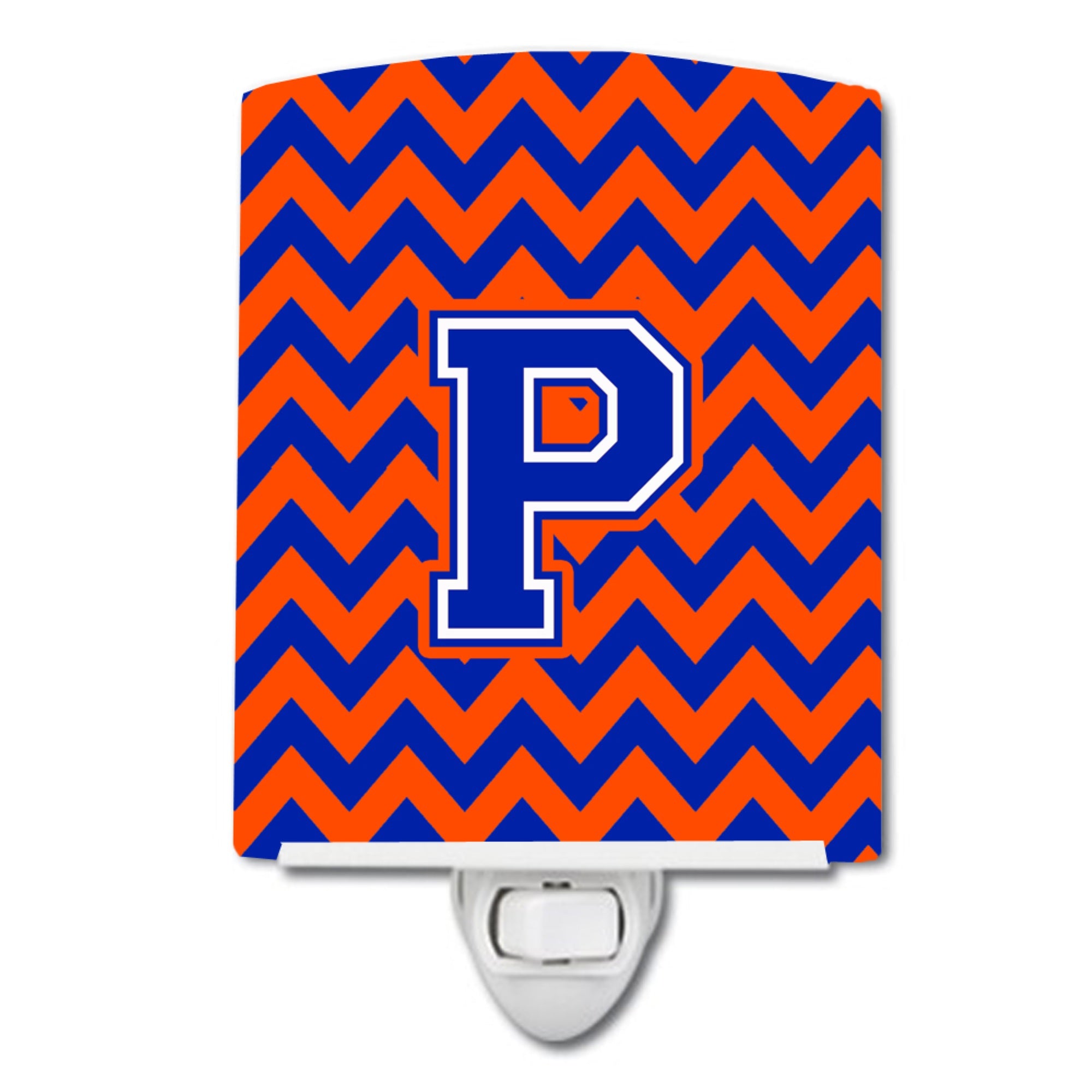  inchCarolines Treasures Letter P Chevron Orange and Blue Ceramic Night Light, 6x4, Multicolor inch