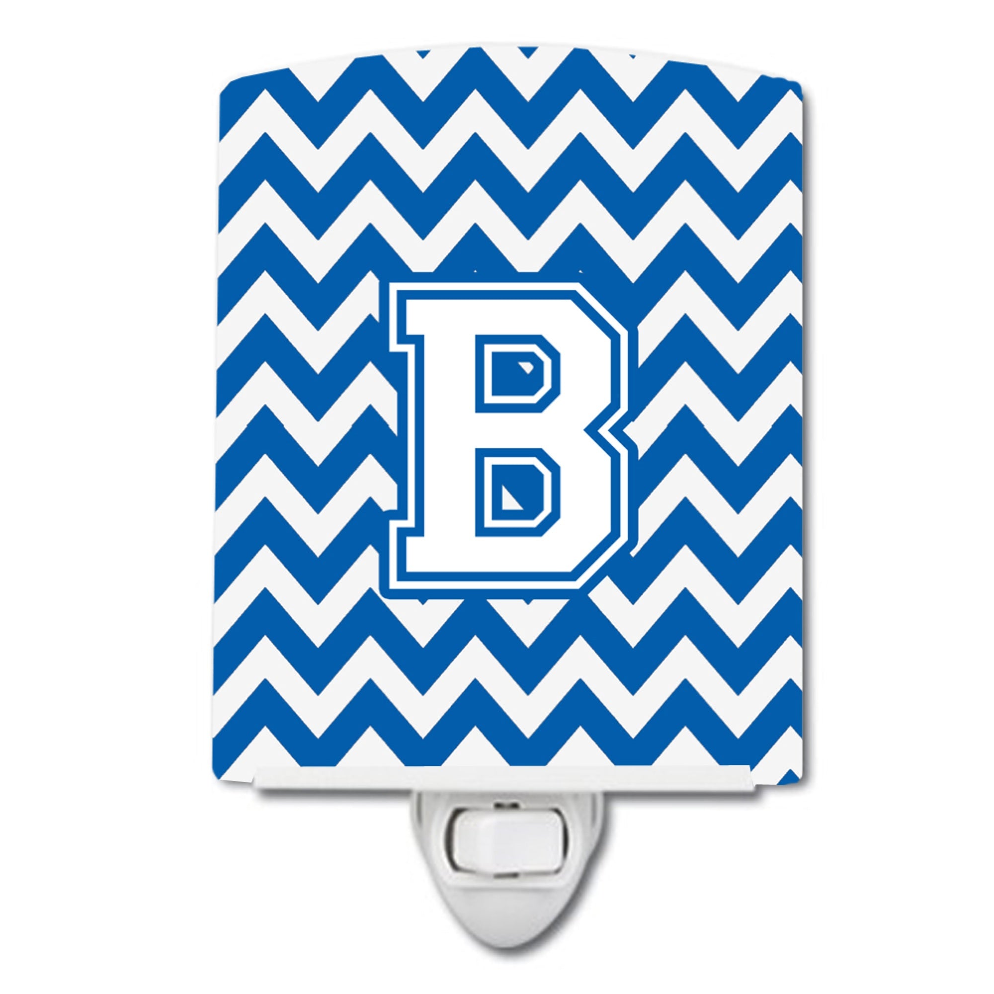  inchCarolines Treasures Letter B Chevron Blue and White Ceramic Night Light, 6x4, Multicolor inch