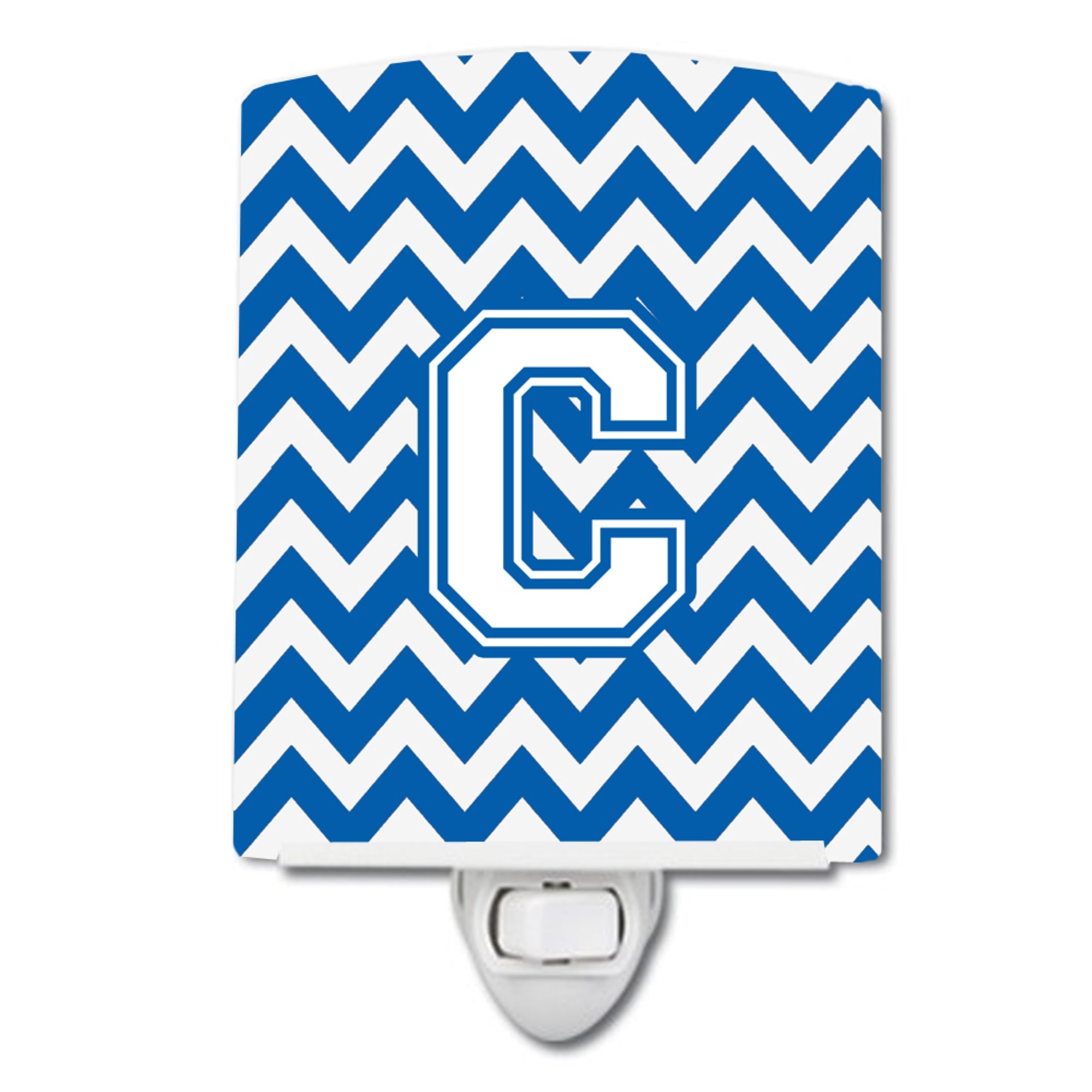  inchCarolines Treasures Letter C Chevron Blue and White Ceramic Night Light, 6x4, Multicolor inch