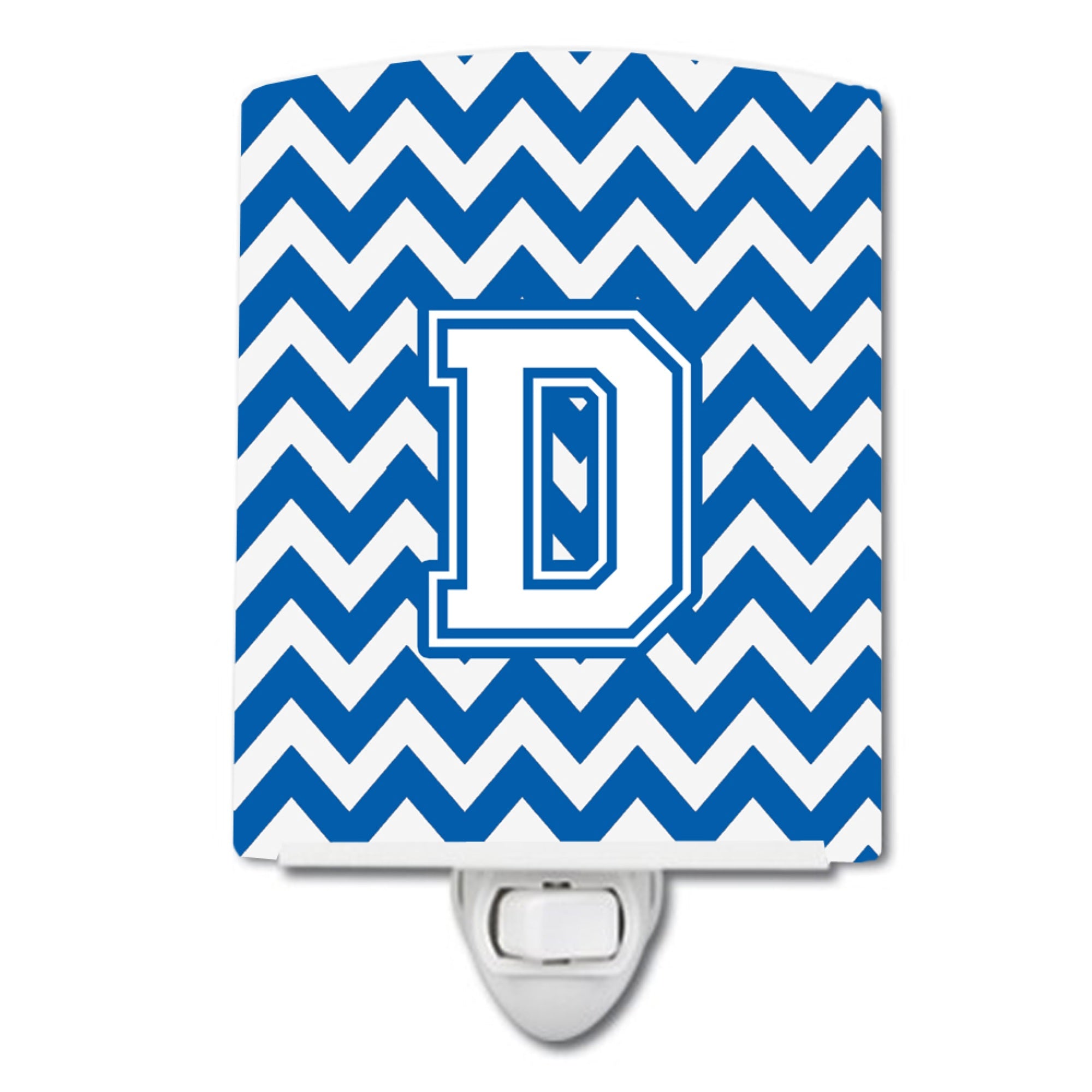  inchCarolines Treasures Letter D Chevron Blue and White Ceramic Night Light, 6x4, Multicolor inch