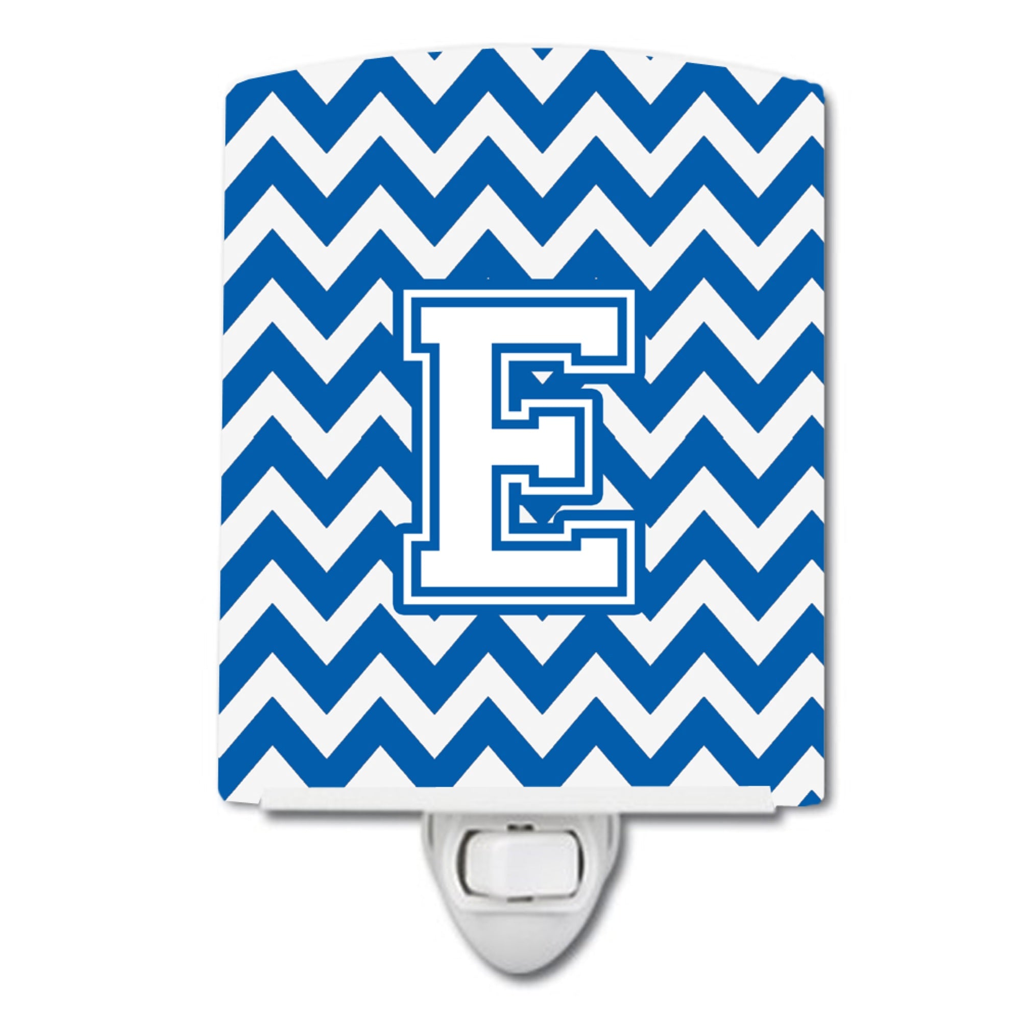  inchCarolines Treasures Letter E Chevron Blue and White Ceramic Night Light, 6x4, Multicolor inch