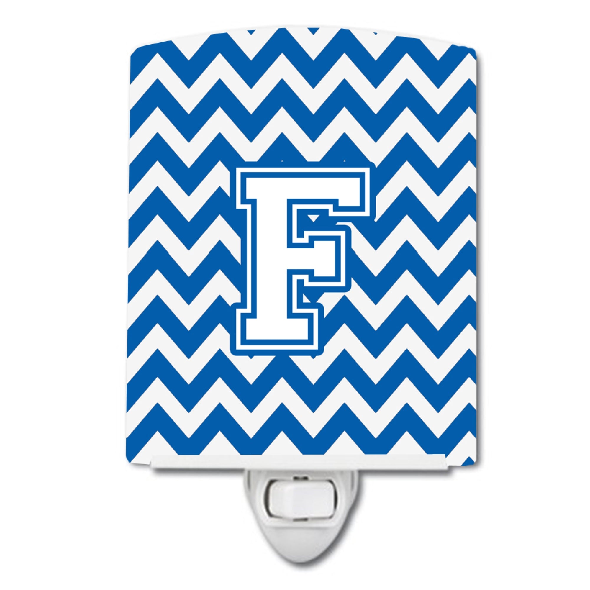  inchCarolines Treasures Letter F Chevron Blue and White Night Light, 6x4, Multicolor inch