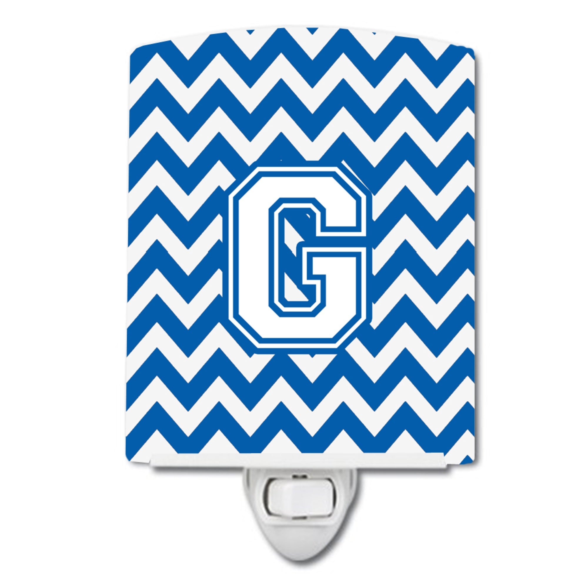  inchCarolines Treasures Letter G Chevron Blue and White Ceramic Night Light, 6x4, Multicolor inch