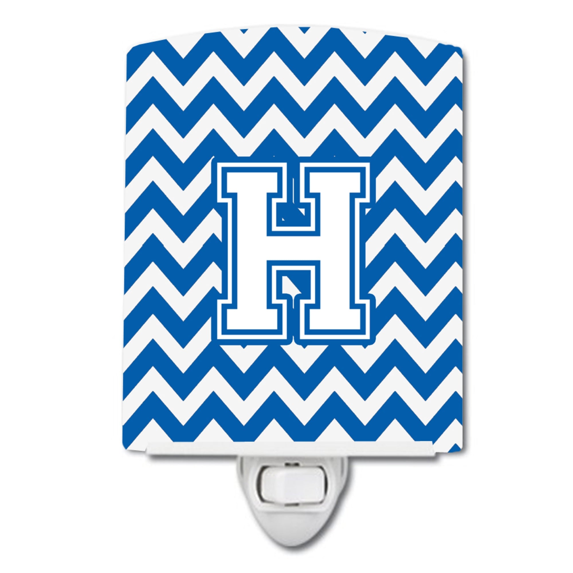  inchCarolines Treasures Letter H Chevron Blue and White Ceramic Night Light, 6x4, Multicolor inch