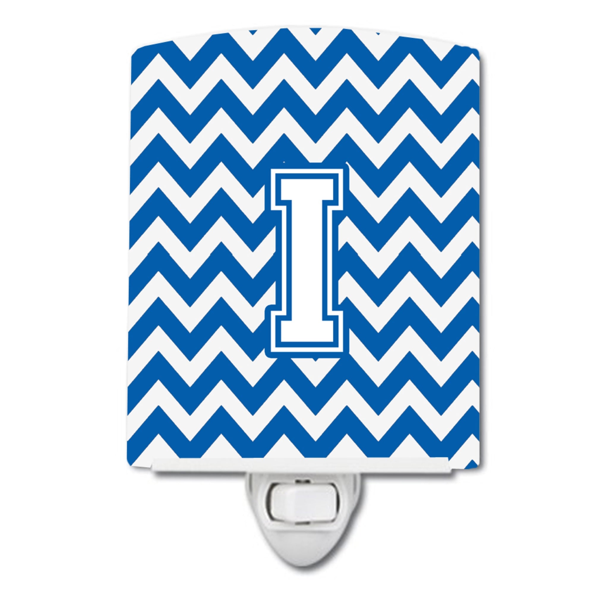  inchCarolines Treasures Letter I Chevron Blue and White Ceramic Night Light, 6x4, Multicolor inch