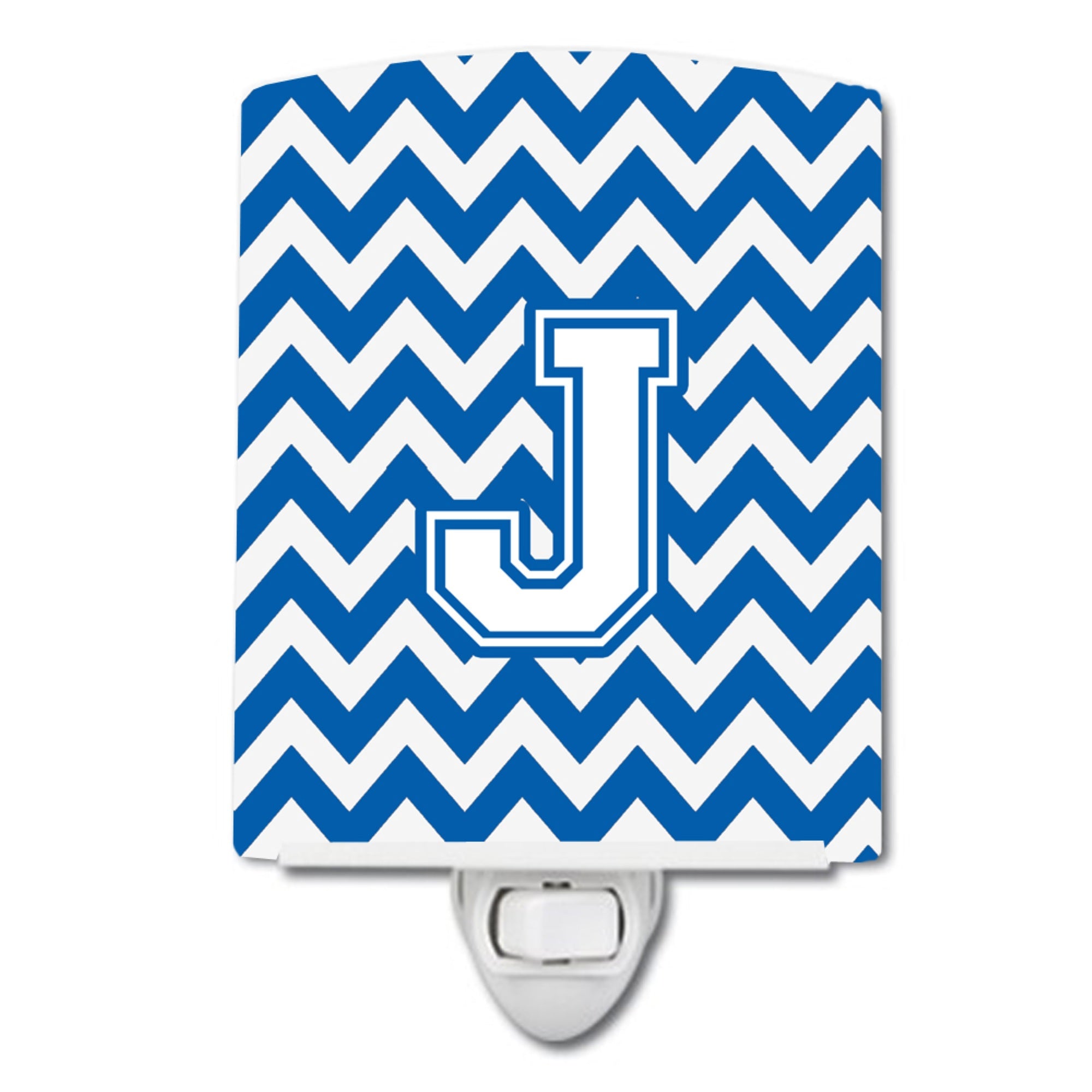  inchCarolines Treasures Letter J Chevron Blue and White Ceramic Night Light, 6x4, Multicolor inch
