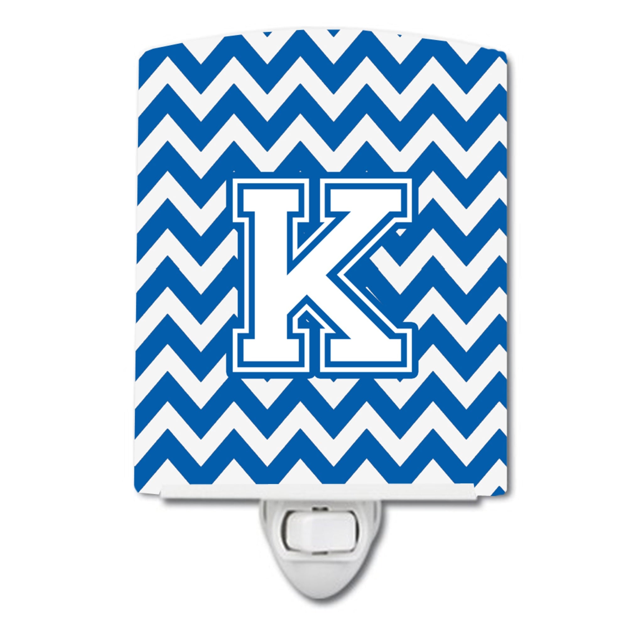  inchCarolines Treasures Letter K Chevron Blue and White Ceramic Night Light, 6x4, Multicolor inch