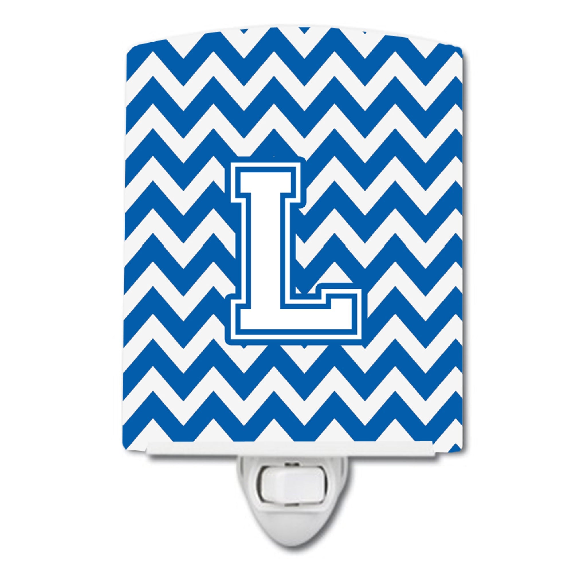  inchCarolines Treasures Letter L Chevron Blue and White Ceramic Night Light, 6x4, Multicolor inch