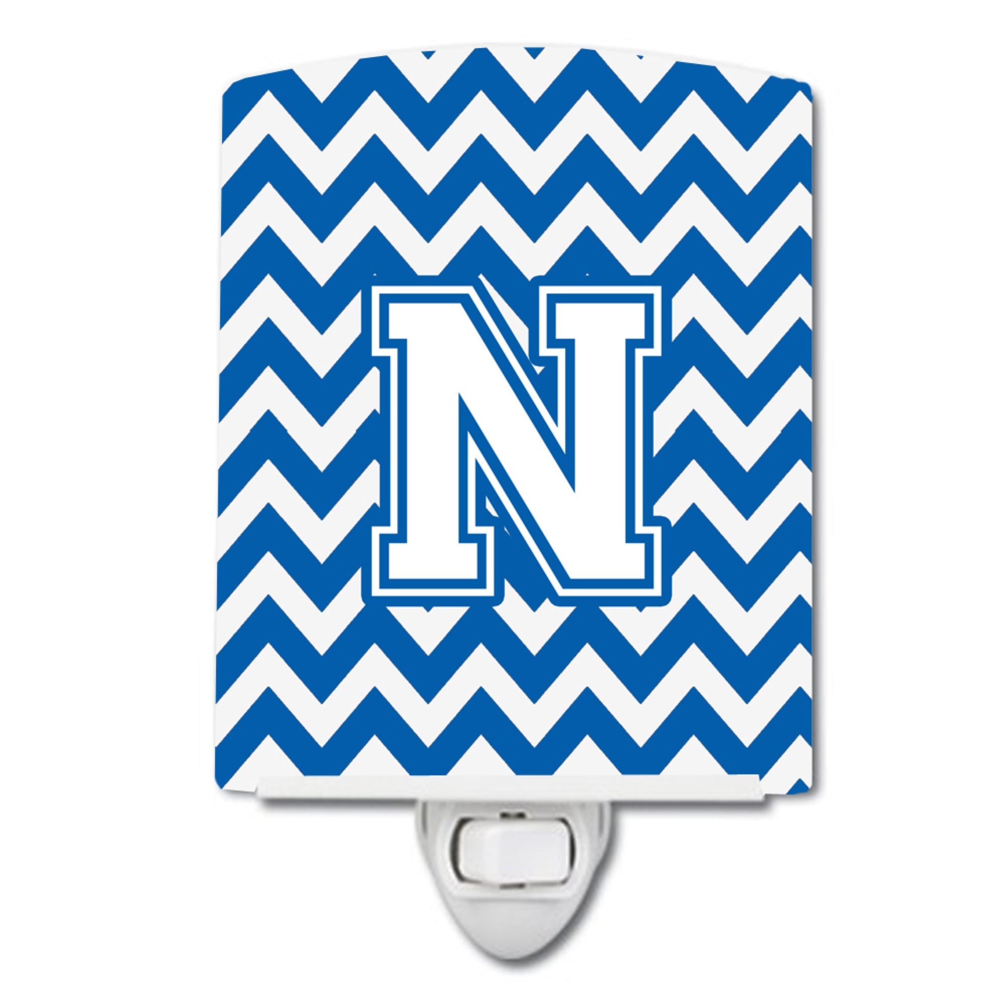  inchCarolines Treasures Letter N Chevron Blue and White Ceramic Night Light, 6x4, Multicolor inch