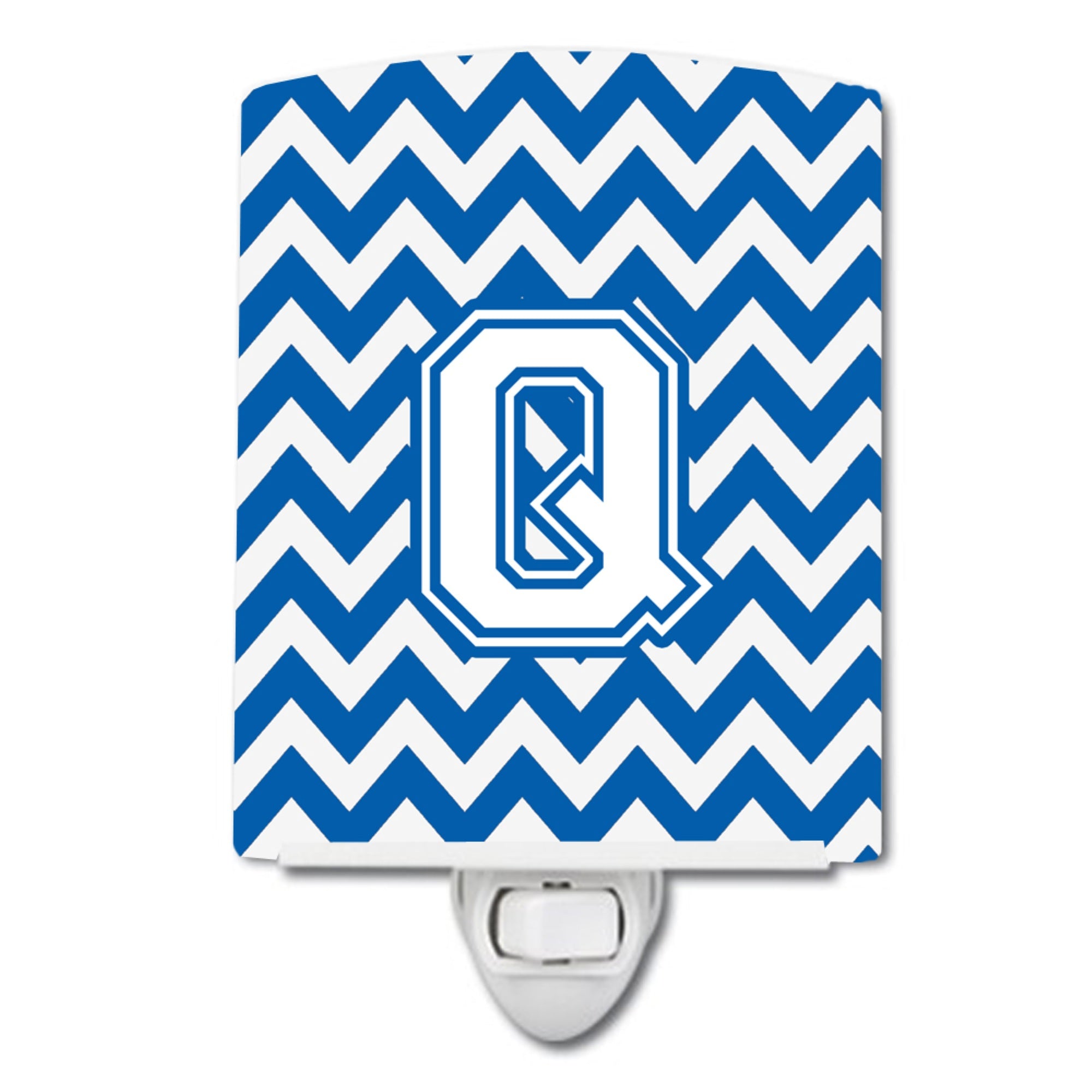  inchCarolines Treasures Letter Q Chevron Blue and White Ceramic Night Light, 6x4, Multicolor inch