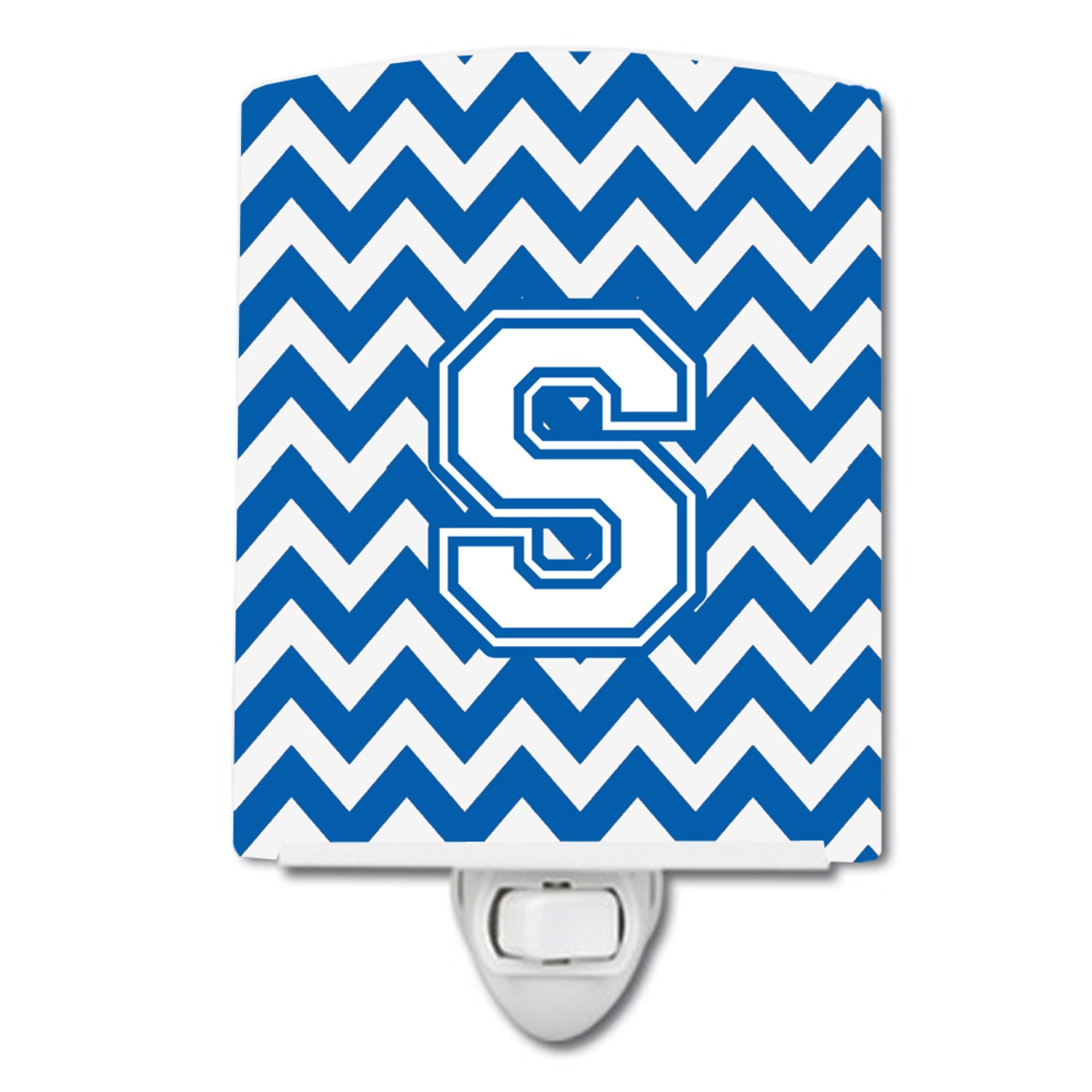  inchCarolines Treasures Letter S Chevron Blue and White Ceramic Night Light, 6x4, Multicolor inch