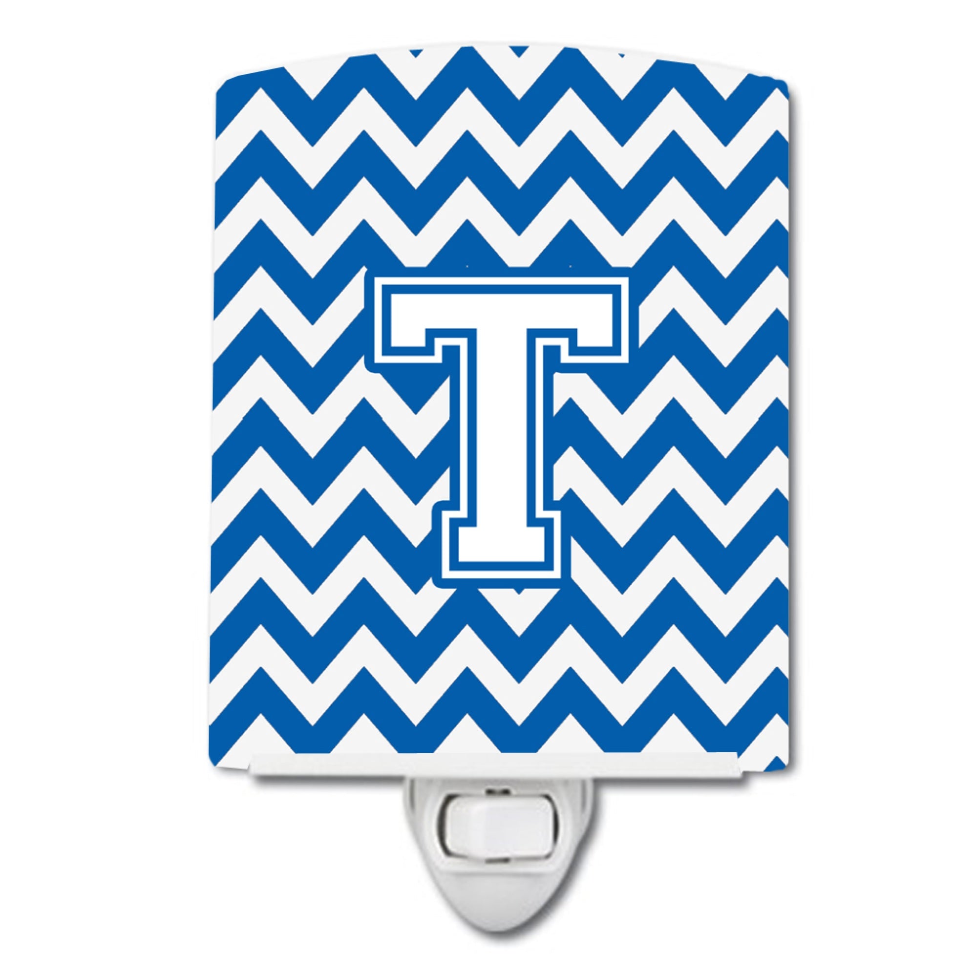  inchCarolines Treasures Letter T Chevron Blue and White Ceramic Night Light, 6x4, Multicolor inch