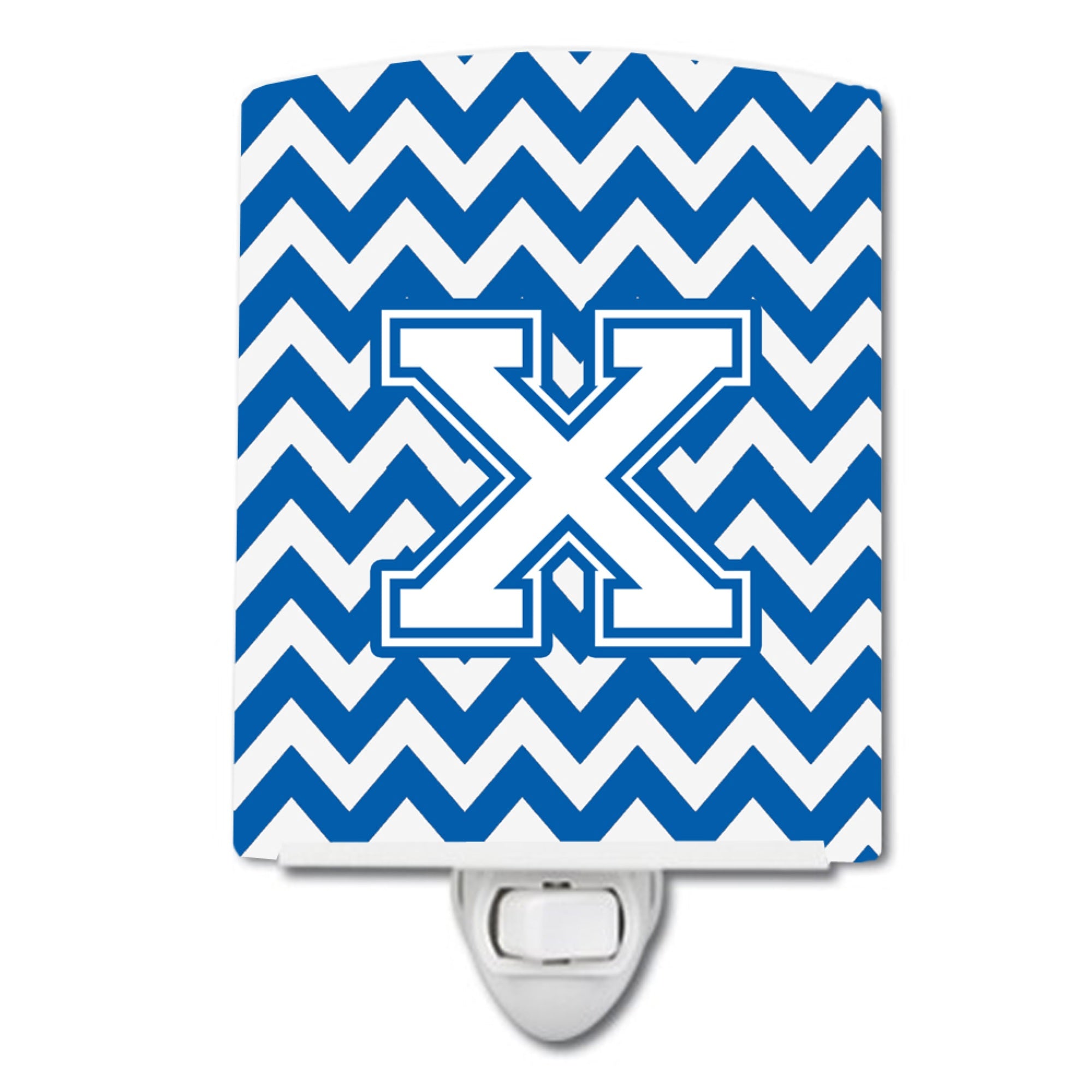  inchCarolines Treasures Letter X Chevron Blue and White Ceramic Night Light, 6x4, Multicolor inch