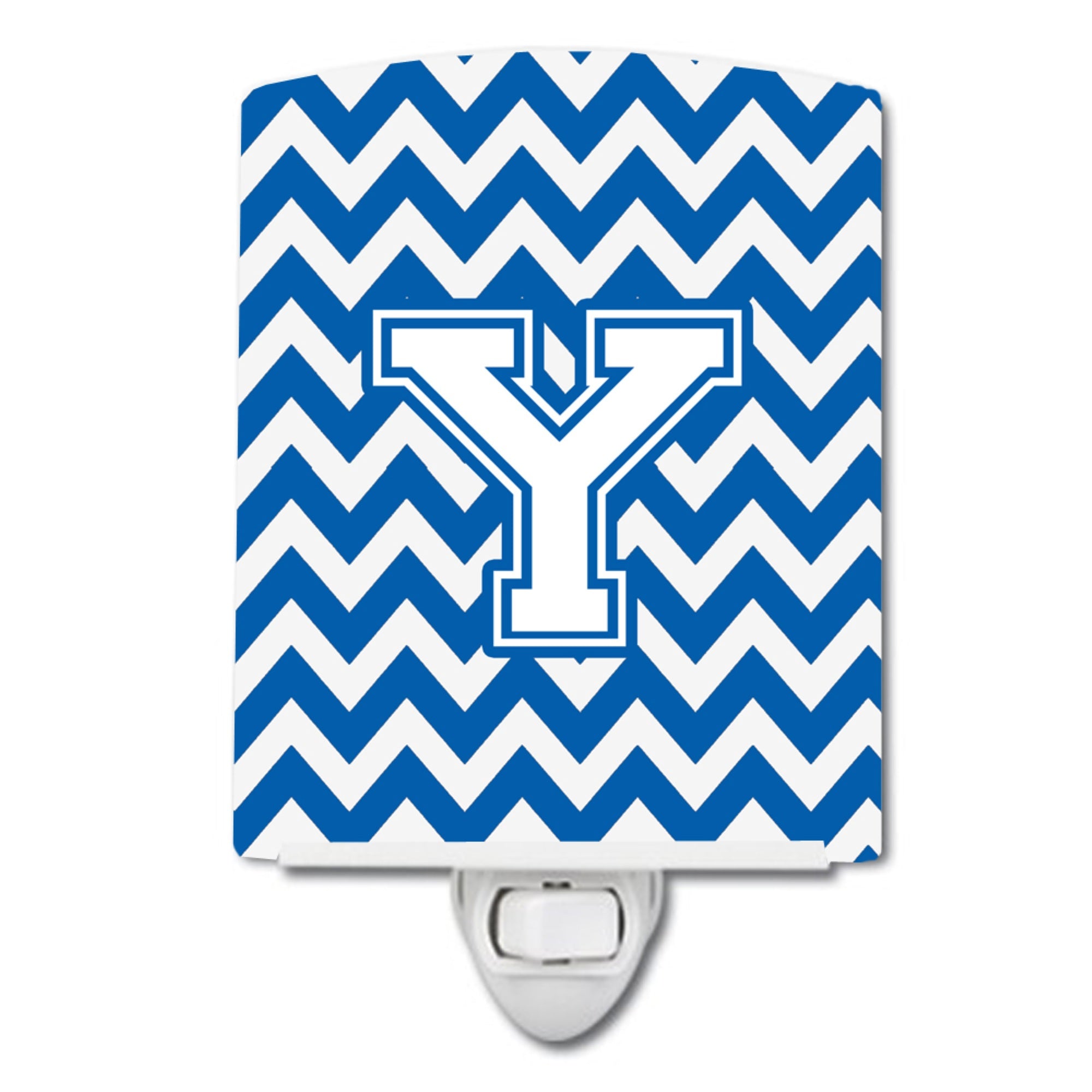  inchCarolines Treasures Letter Y Chevron Blue and White Ceramic Night Light, 6x4, Multicolor inch
