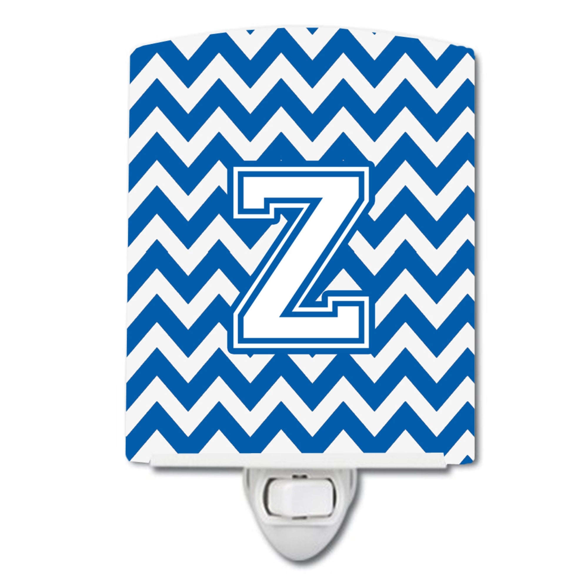  inchCarolines Treasures Letter Z Chevron Blue and White Ceramic Night Light, 6x4, Multicolor inch