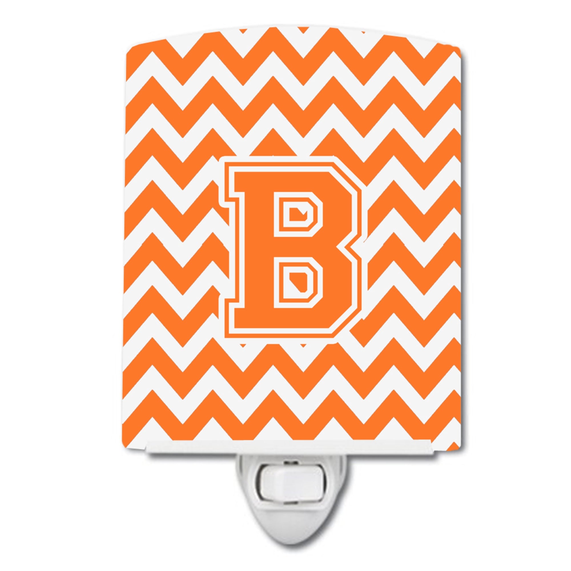  inchCarolines Treasures Letter B Chevron Orange and White Ceramic Night Light, 6x4, Multicolor inch