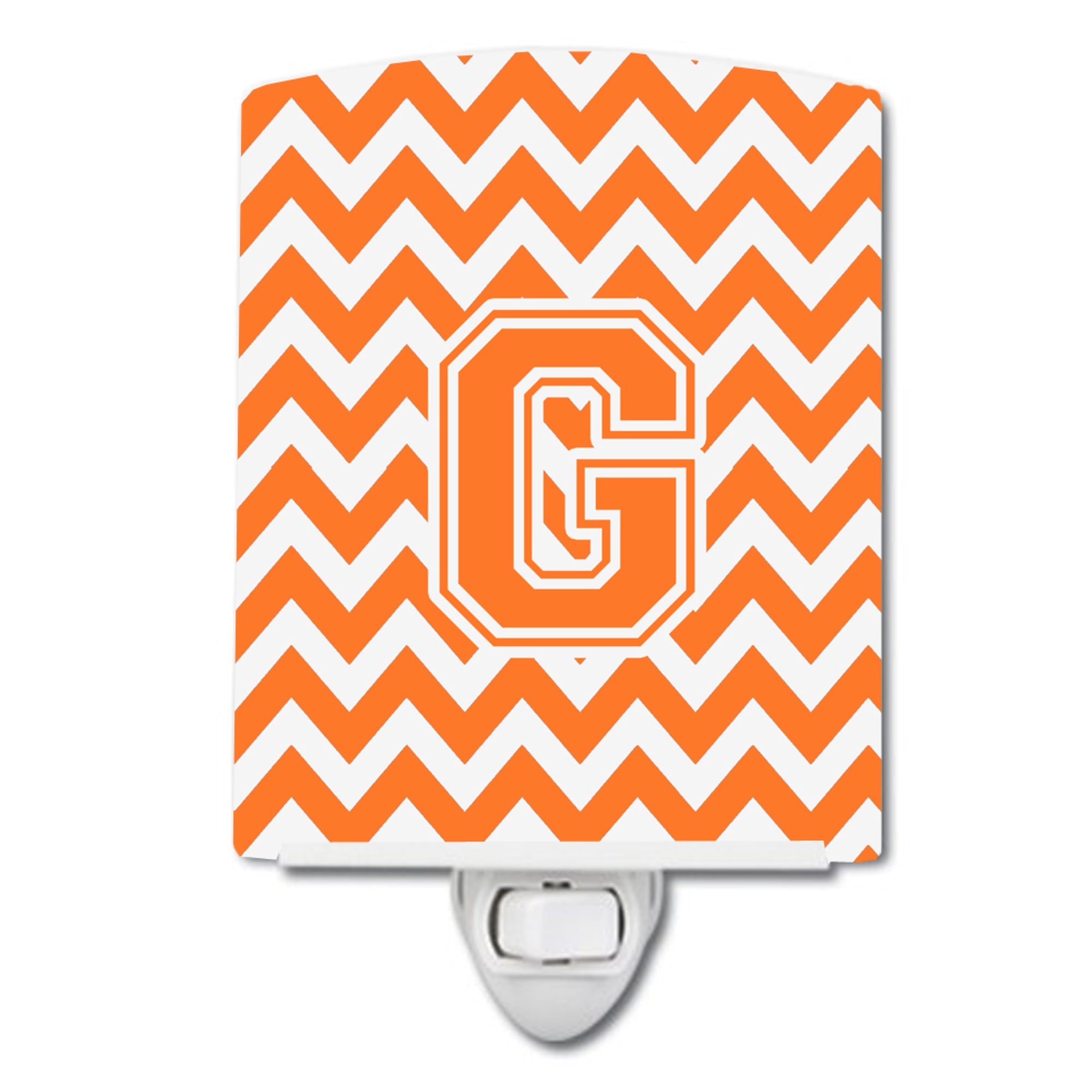  inchCarolines Treasures Letter G Chevron Orange and White Ceramic Night Light, 6x4, Multicolor inch