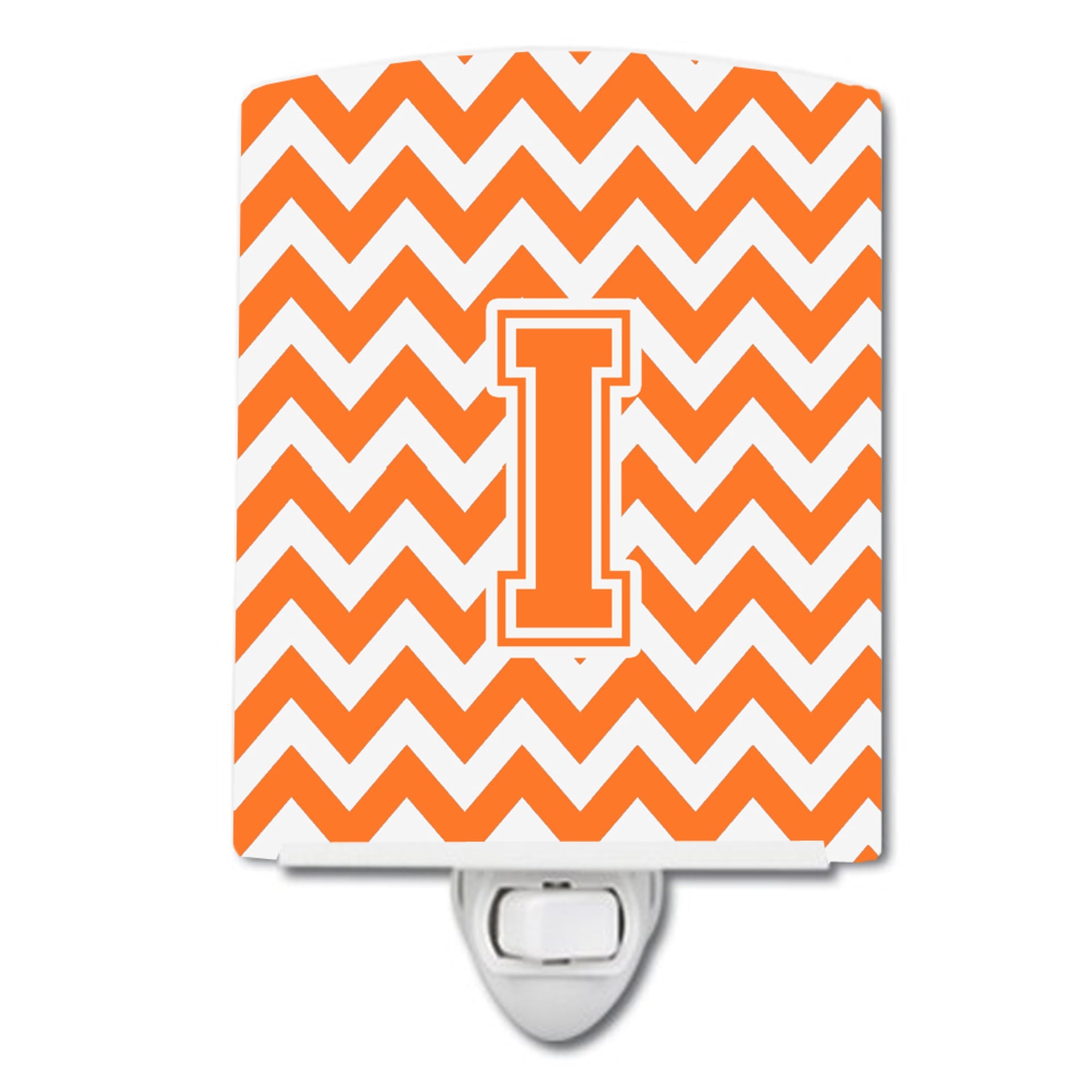  inchCarolines Treasures Letter I Chevron Orange and White Ceramic Night Light, 6x4, Multicolor inch