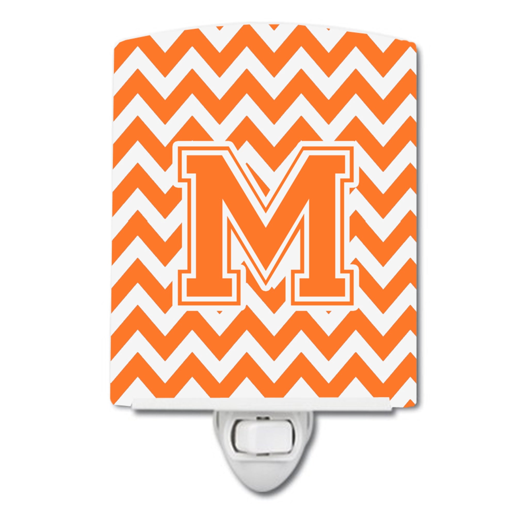  inchCarolines Treasures Letter M Chevron Orange and White Ceramic Night Light, 6x4, Multicolor inch