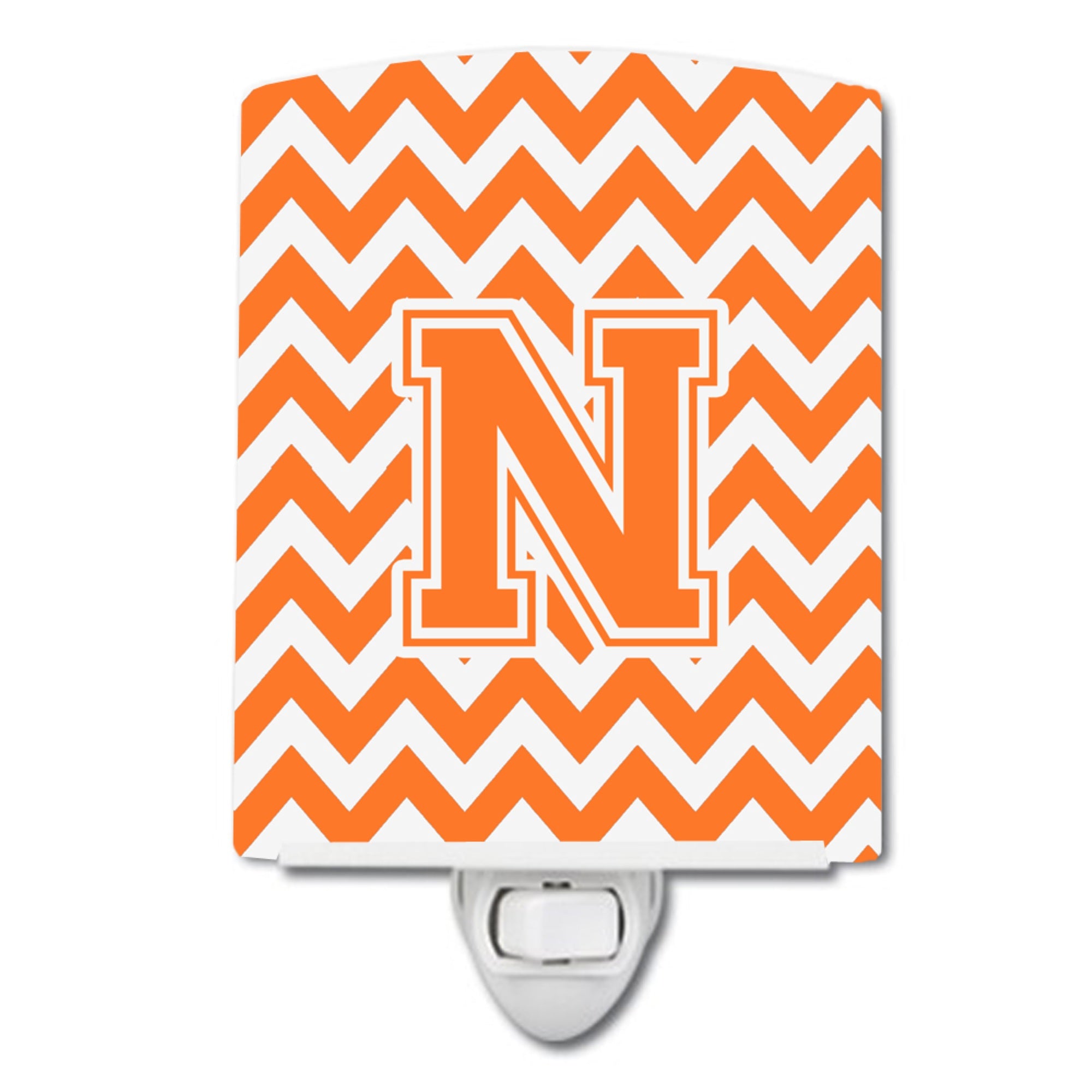  inchCarolines Treasures Letter N Chevron Orange and White Ceramic Night Light, 6x4, Multicolor inch