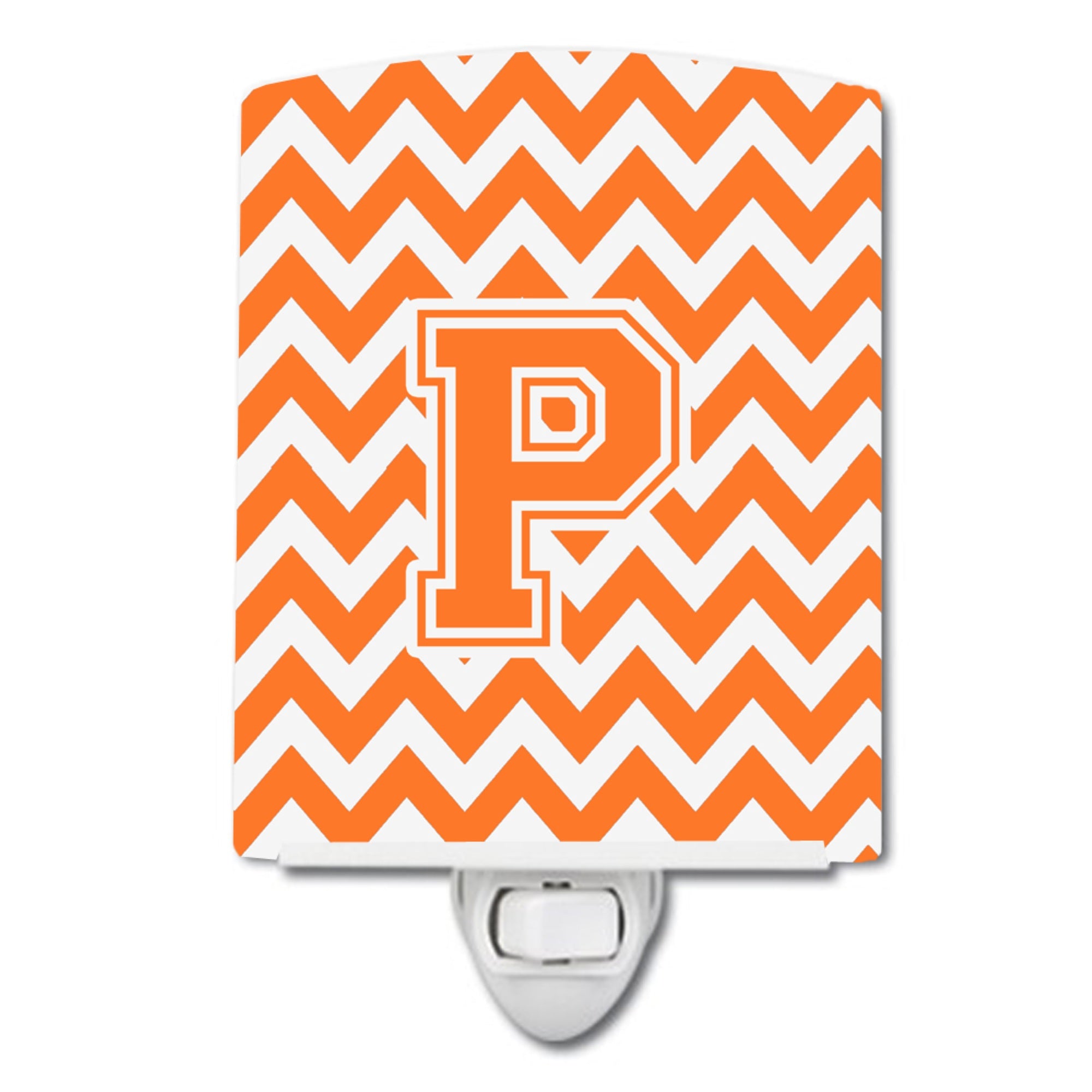  inchCarolines Treasures Letter P Chevron Orange and White Ceramic Night Light, 6x4, Multicolor inch