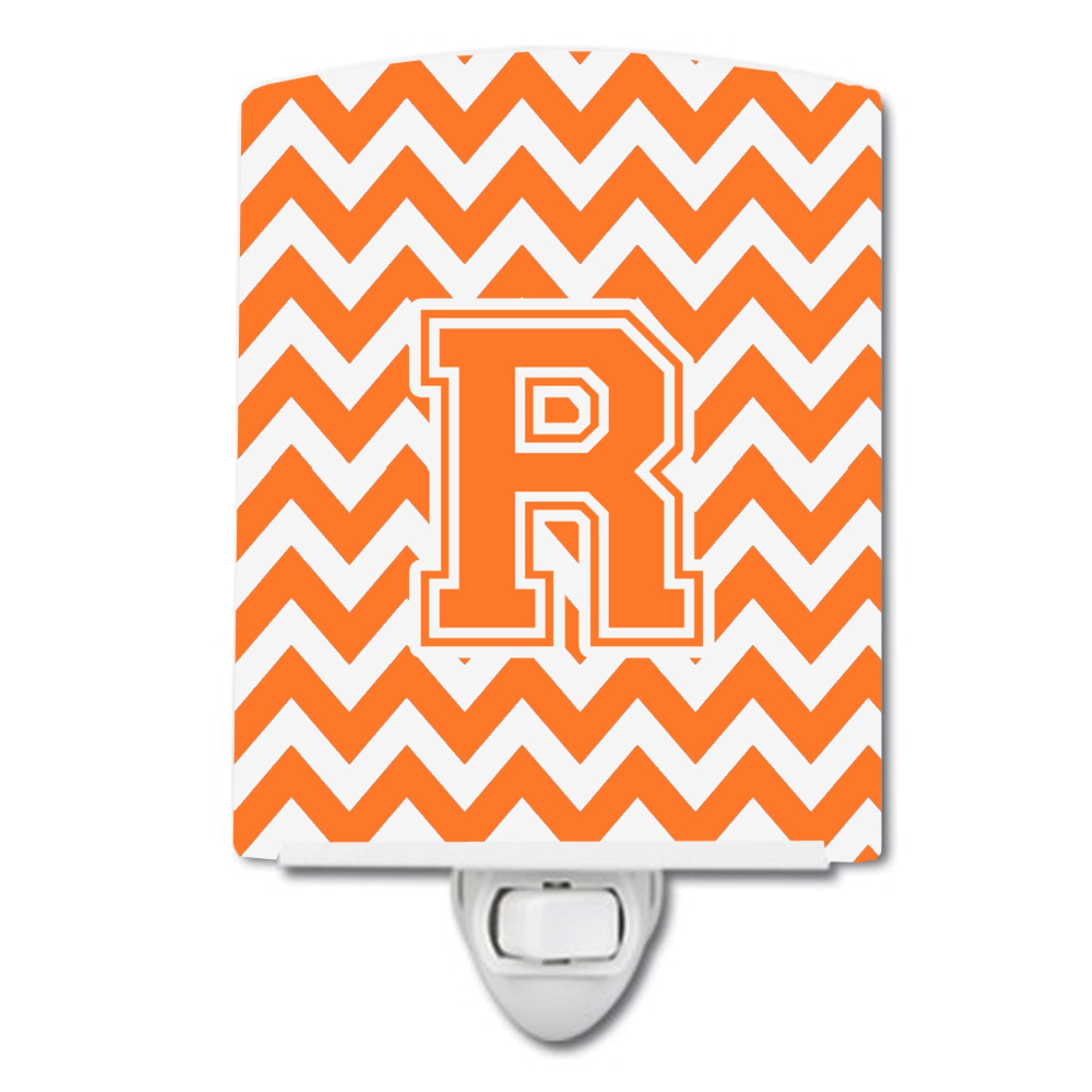  inchCarolines Treasures Letter R Chevron Orange and White Ceramic Night Light, 6x4, Multicolor inch