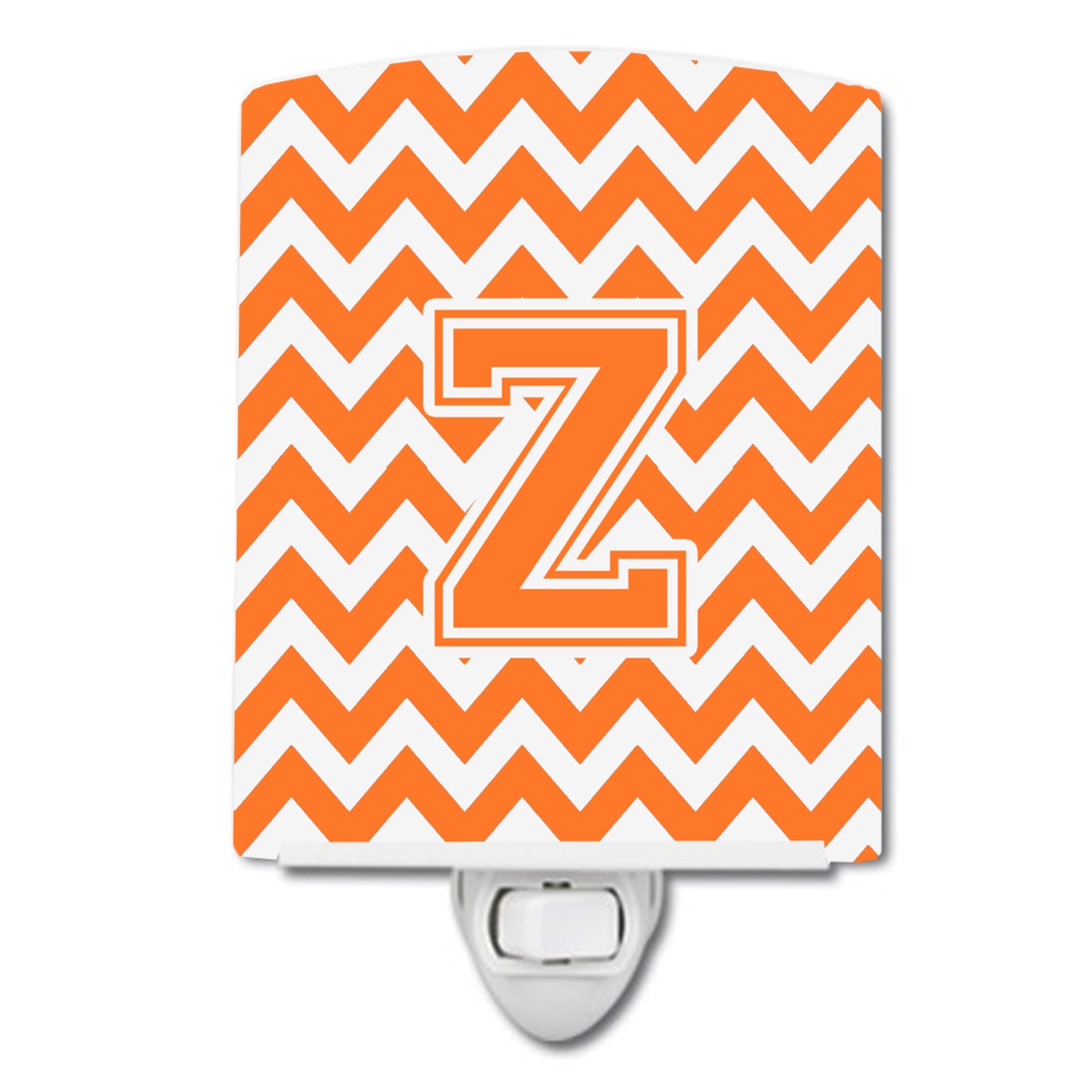  inchCarolines Treasures Letter Z Chevron Orange and White Ceramic Night Light, 6x4, Multicolor inch
