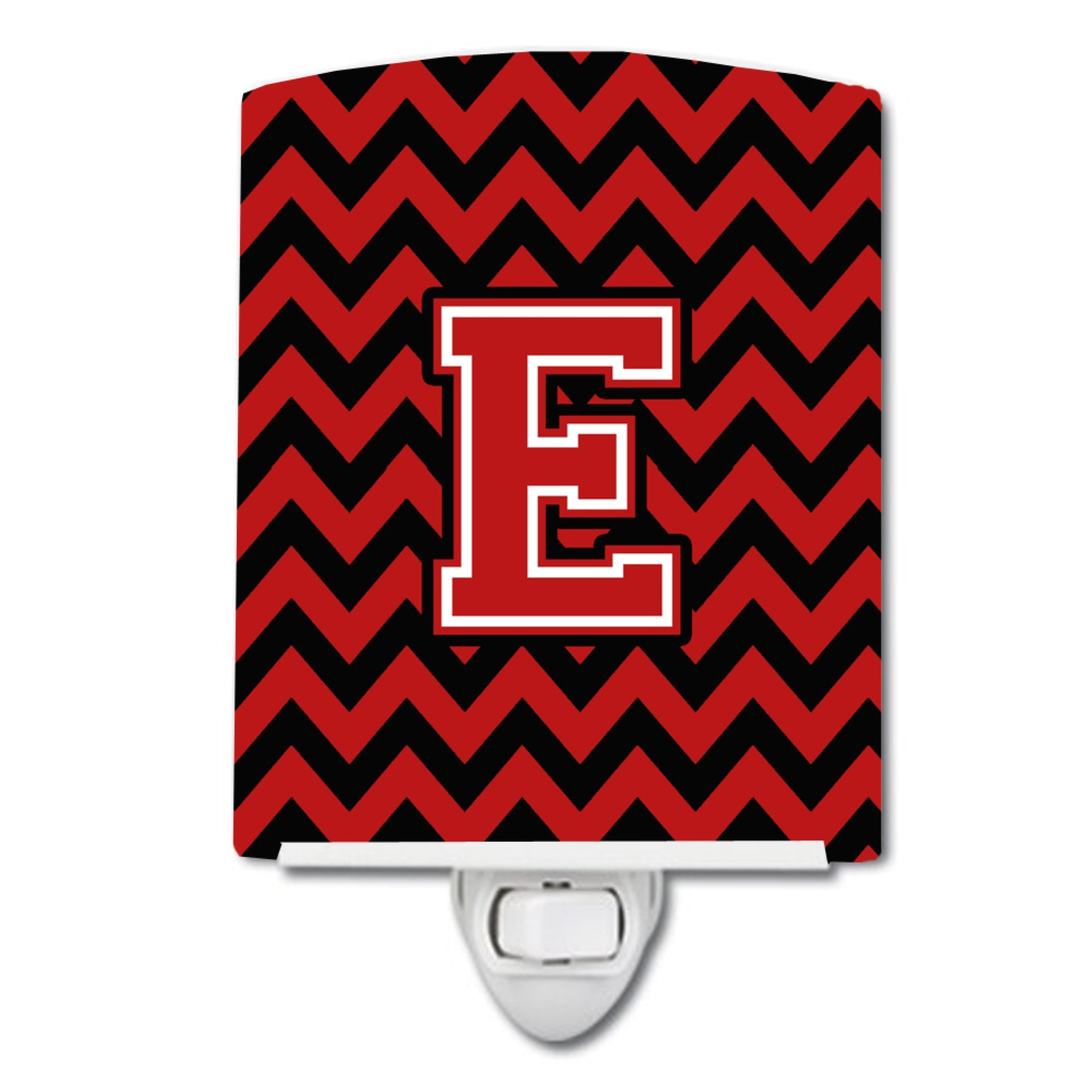  inchCarolines Treasures Letter E Chevron Black and Red Ceramic Night Light, 6x4, Multicolor inch