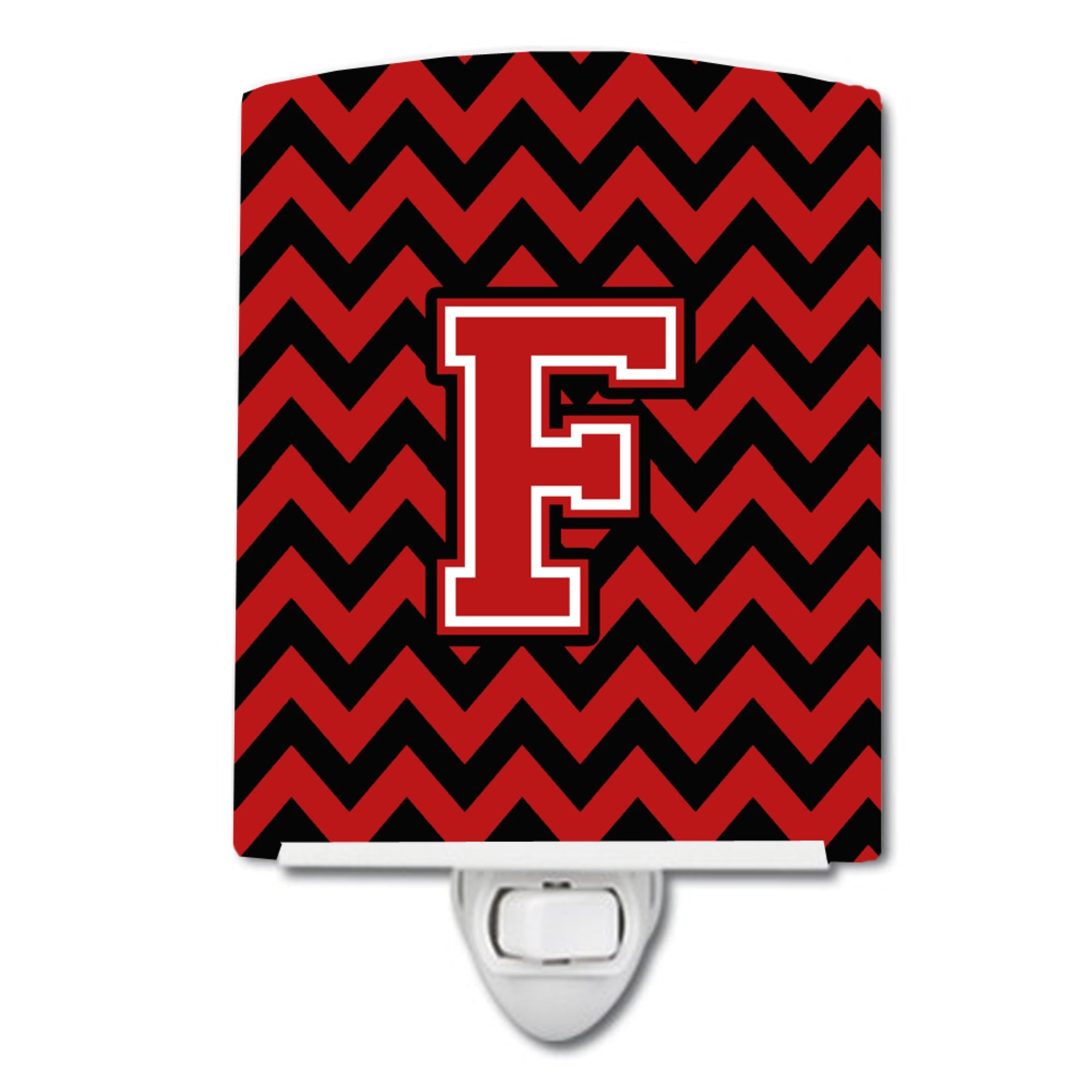  inchCarolines Treasures Letter F Chevron Black and Red Night Light, 6x4, Multicolor inch