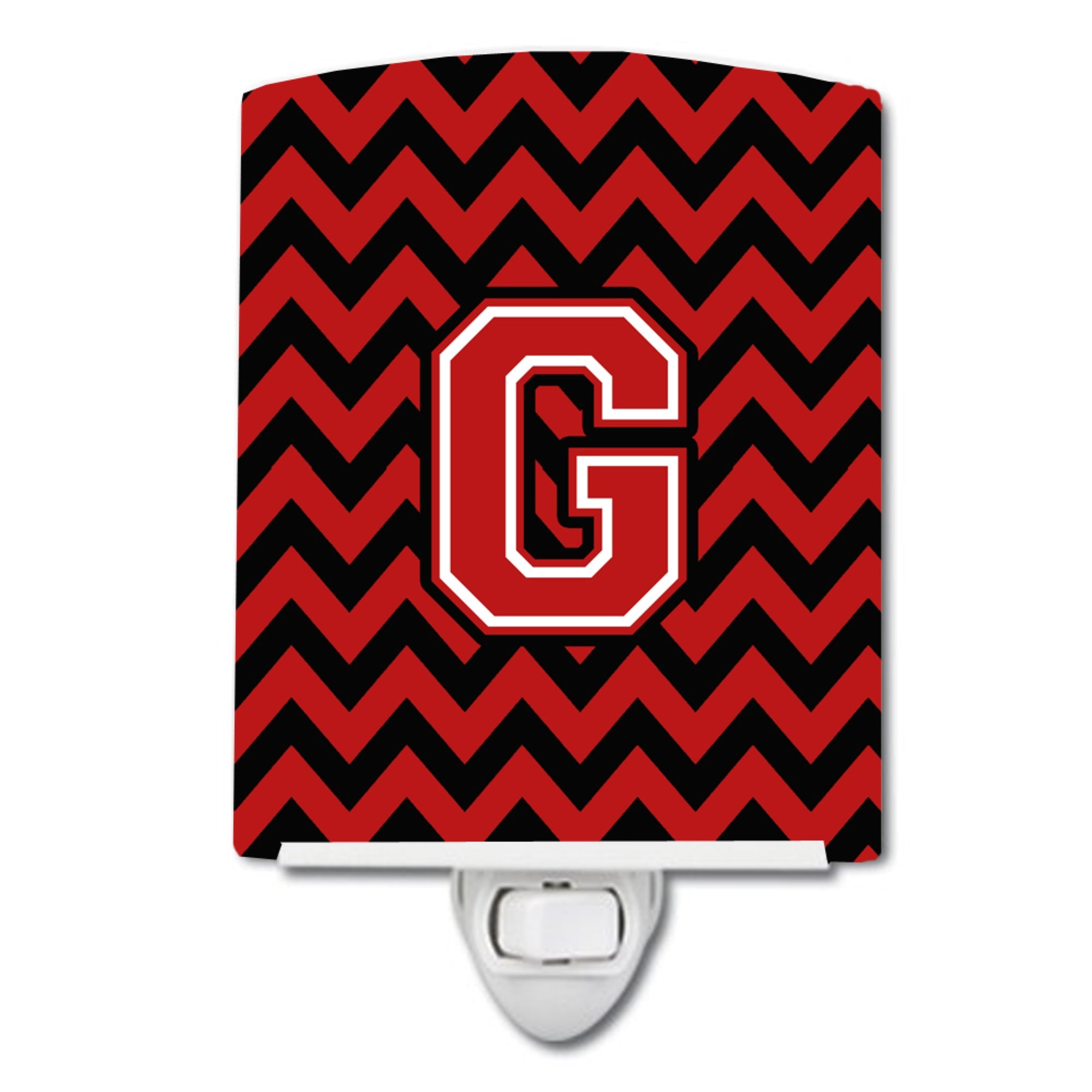  inchCarolines Treasures Letter G Chevron Black and Red Ceramic Night Light, 6x4, Multicolor inch