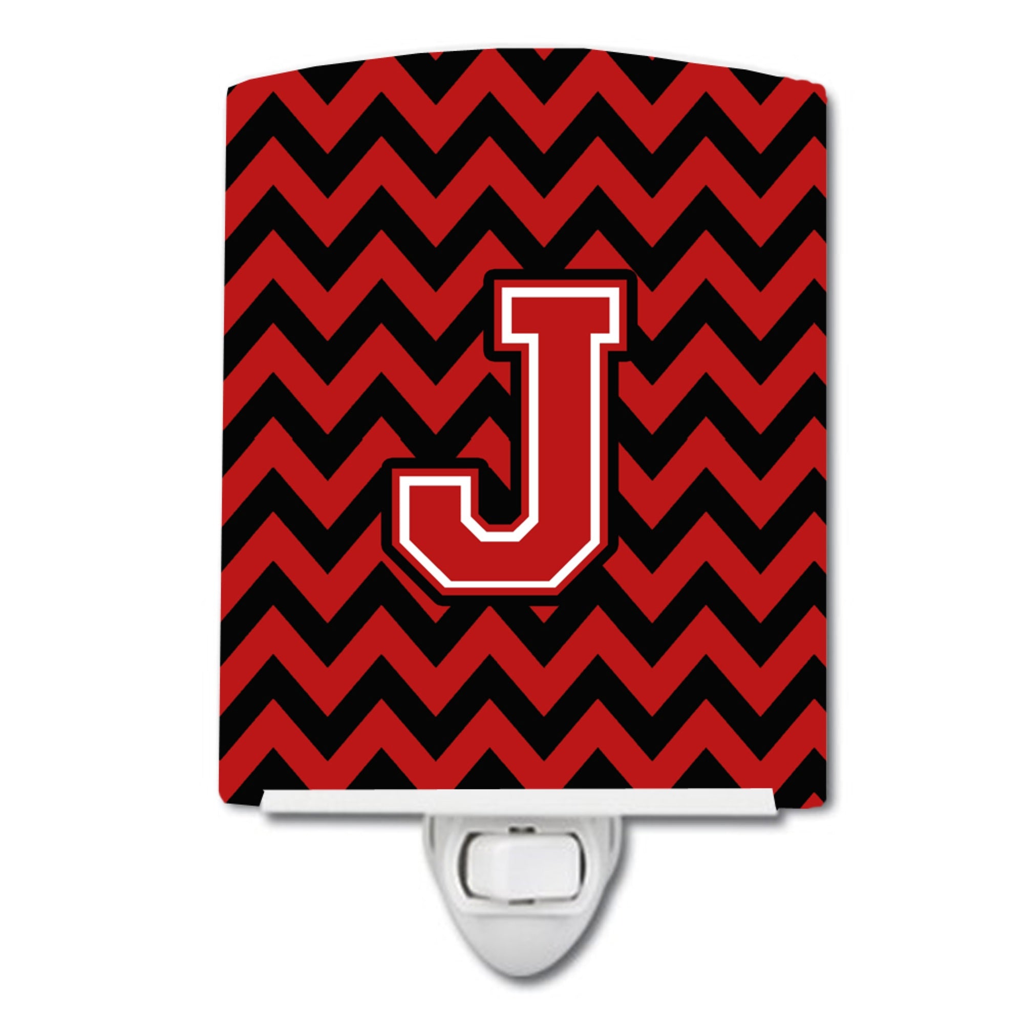 inchCarolines Treasures Letter J Chevron Black and Red Ceramic Night Light, 6x4, Multicolor inch