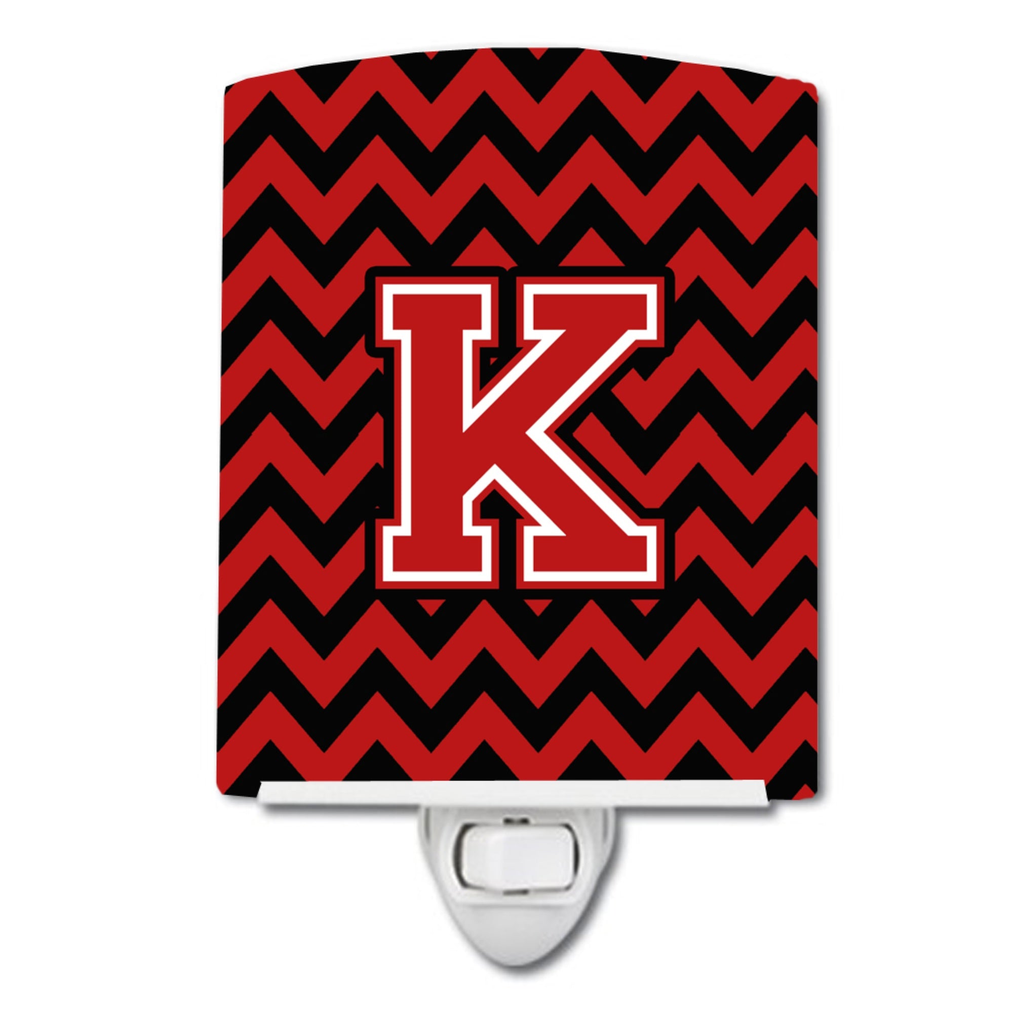  inchCarolines Treasures Letter K Chevron Black and Red Ceramic Night Light, 6x4, Multicolor inch