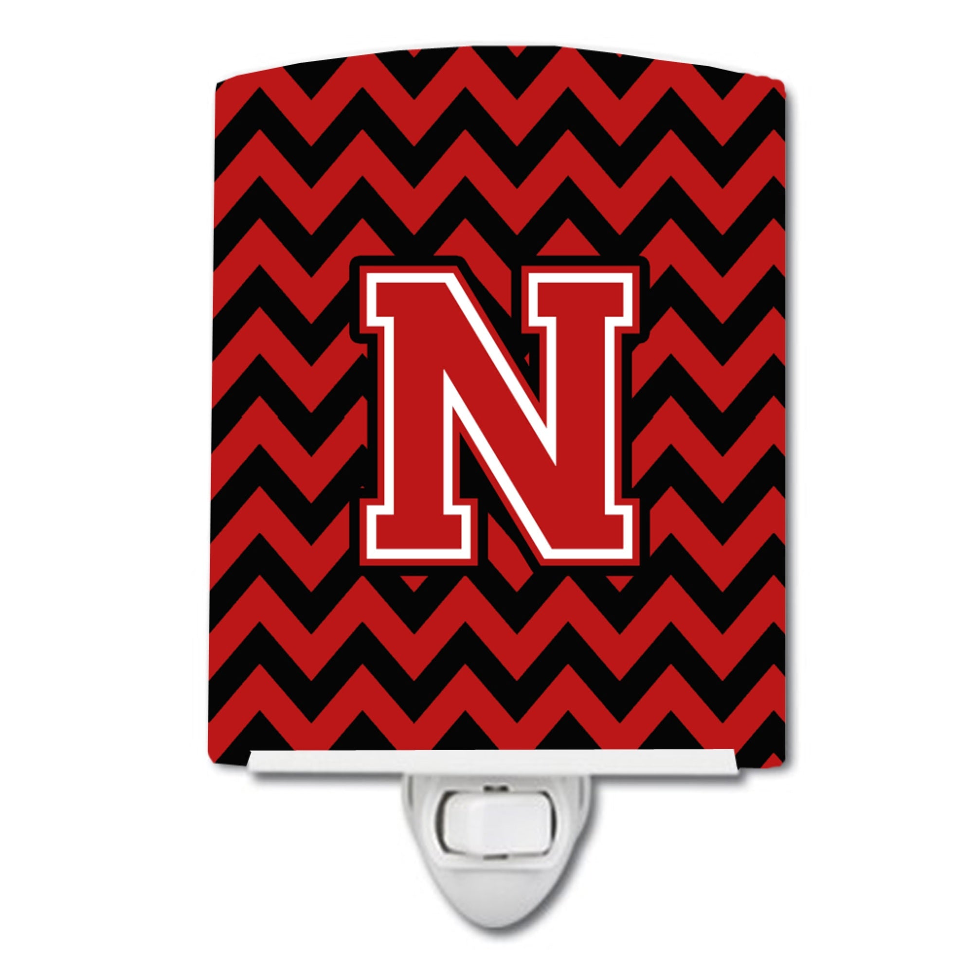  inchCarolines Treasures Letter N Chevron Black and Red Ceramic Night Light, 6x4, Multicolor inch