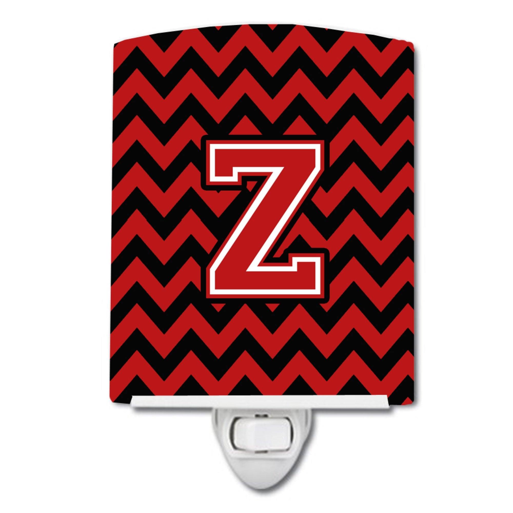 inchCarolines Treasures Letter Z Chevron Black and Red Ceramic Night Light, 6x4, Multicolor inch