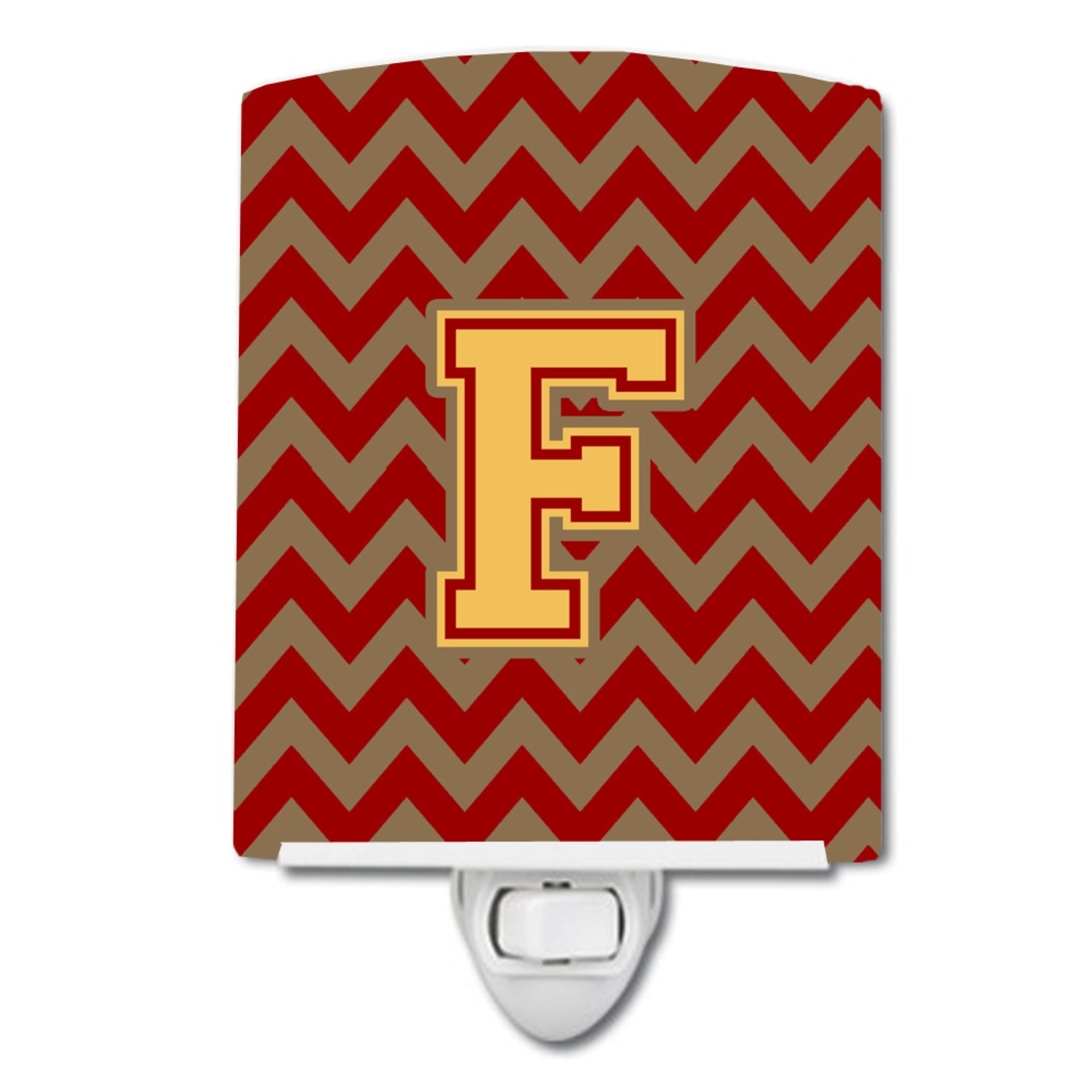  inchCarolines Treasures Letter F Chevron Garnet and Gold Night Light, 6x4, Multicolor inch