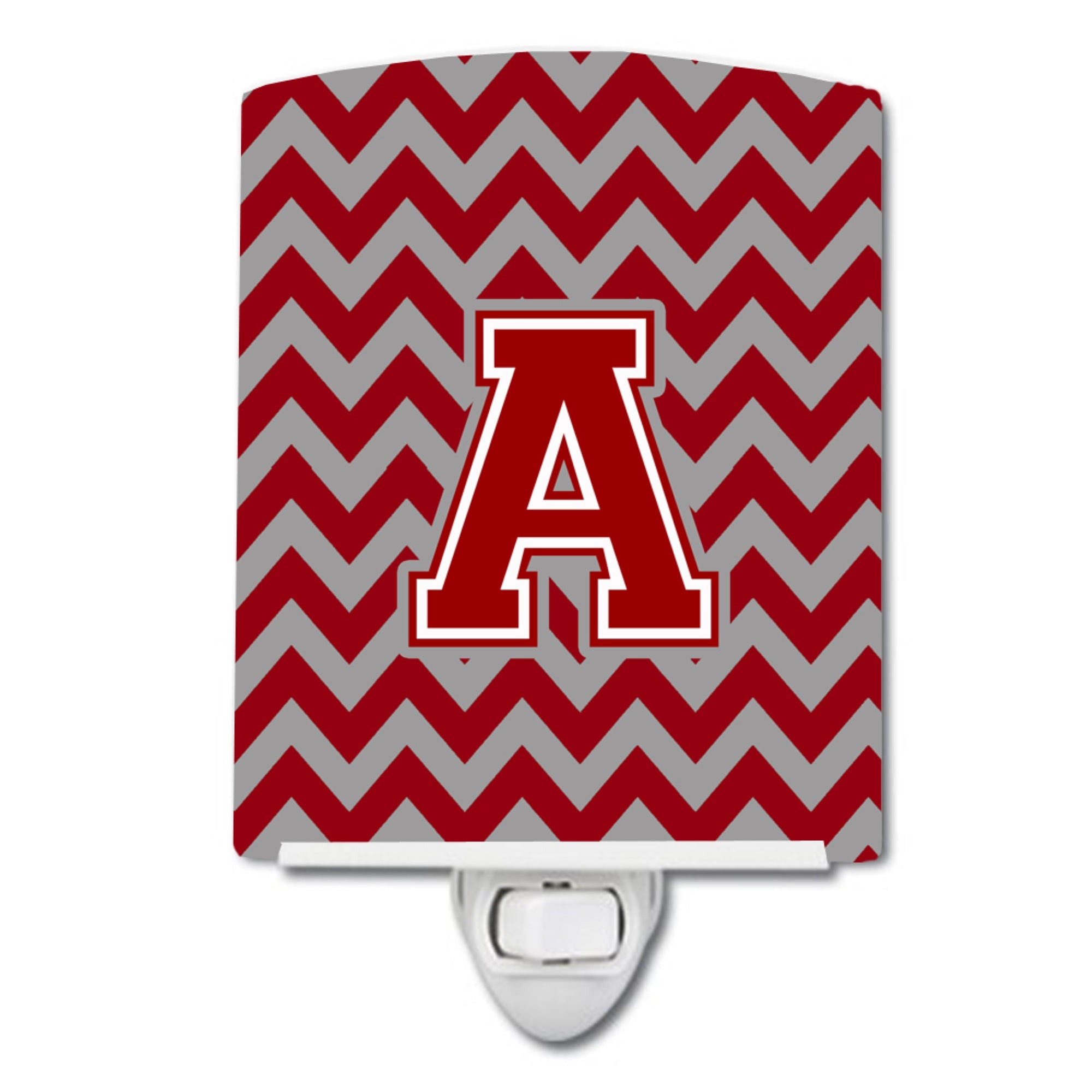  inchCarolines Treasures Letter A Chevron Maroon and White Ceramic Night Light, 6x4, Multicolor inch