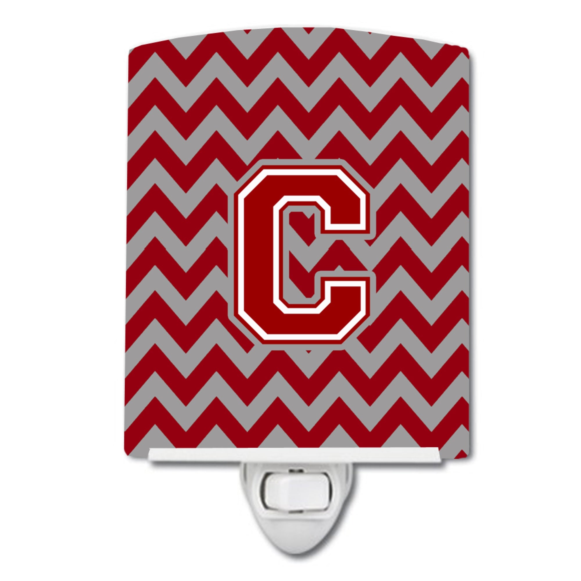  inchCarolines Treasures Letter C Chevron Maroon and White Ceramic Night Light, 6x4, Multicolor inch