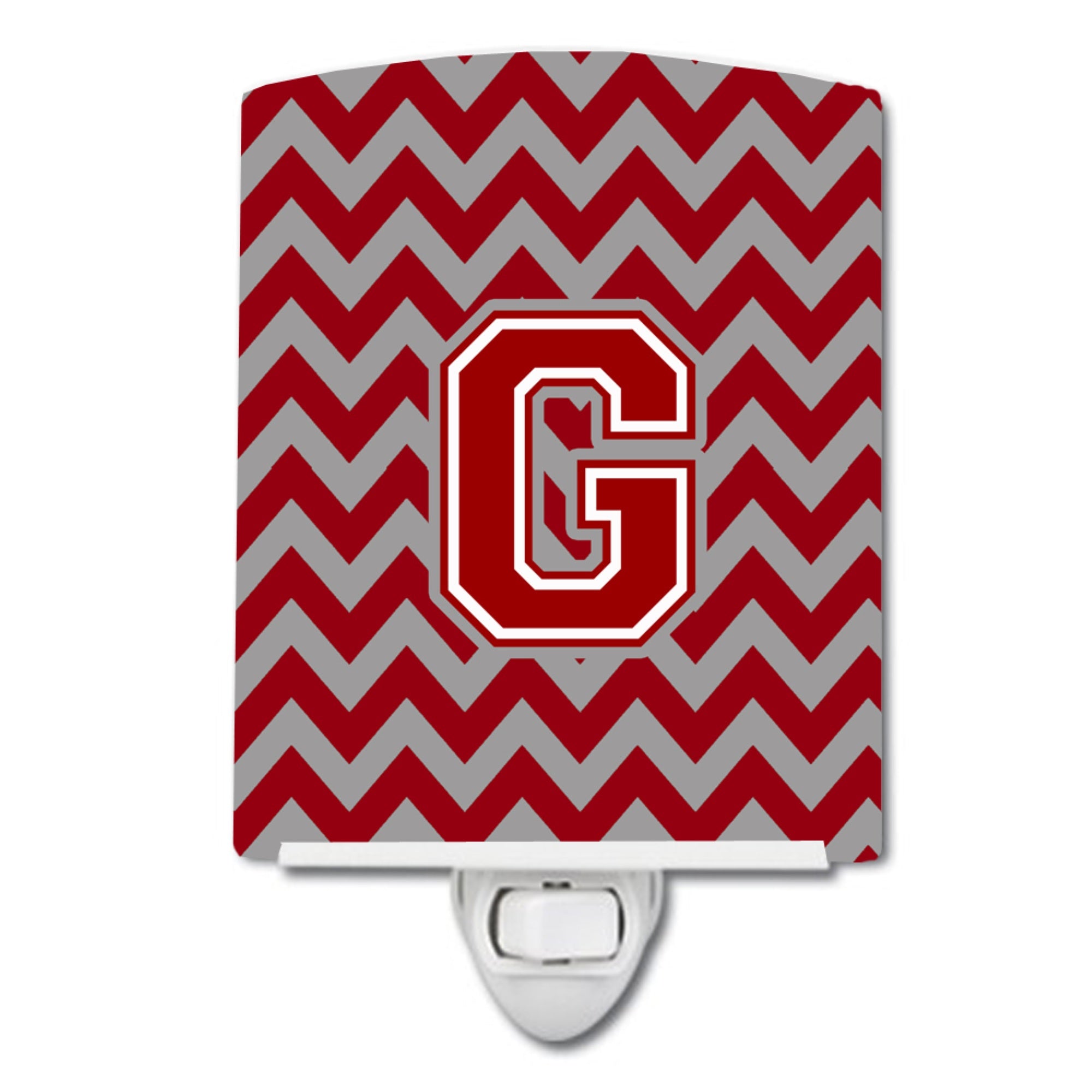  inchCarolines Treasures Letter G Chevron Maroon and White Ceramic Night Light, 6x4, Multicolor inch