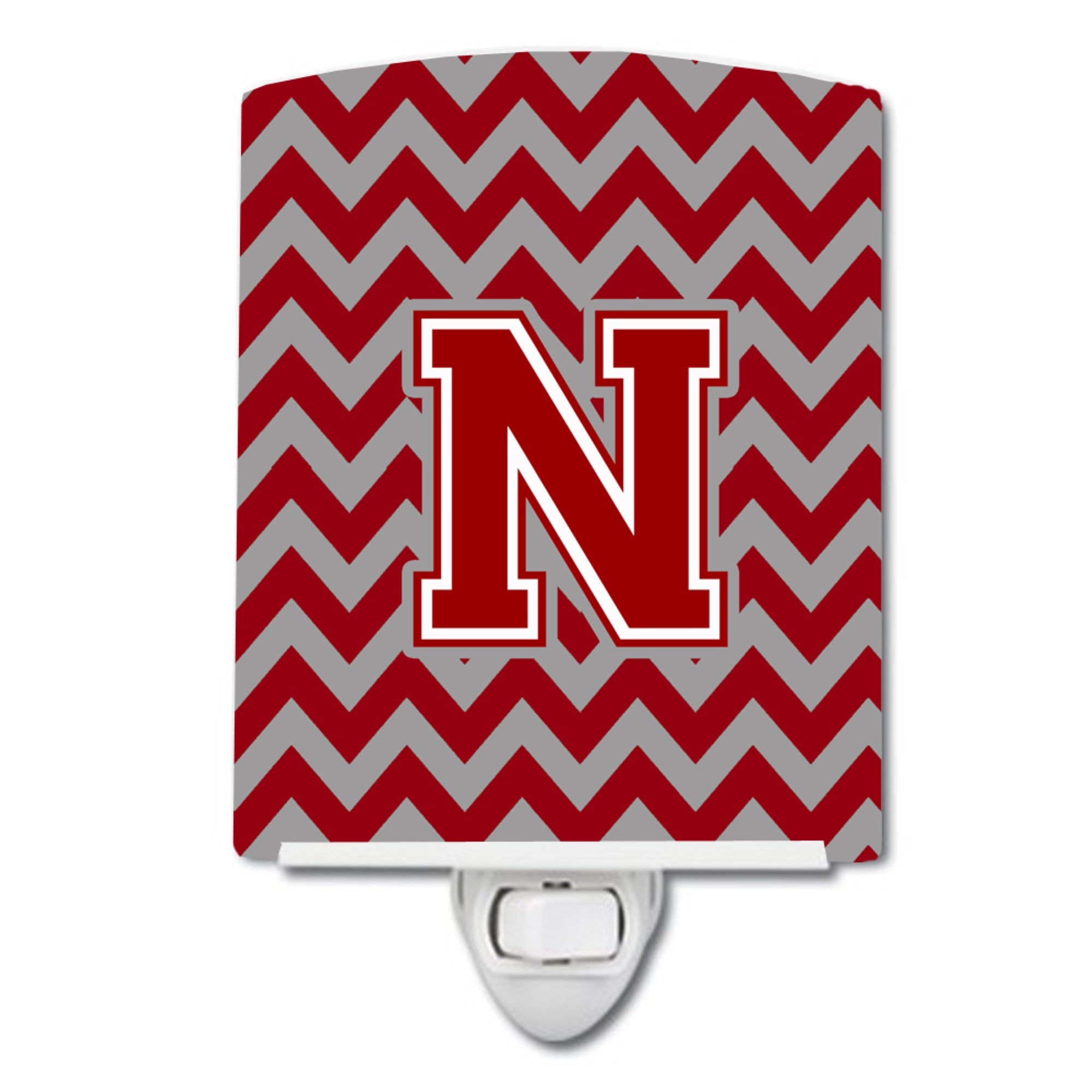  inchCarolines Treasures Letter N Chevron Maroon and White Ceramic Night Light, 6x4, Multicolor inch