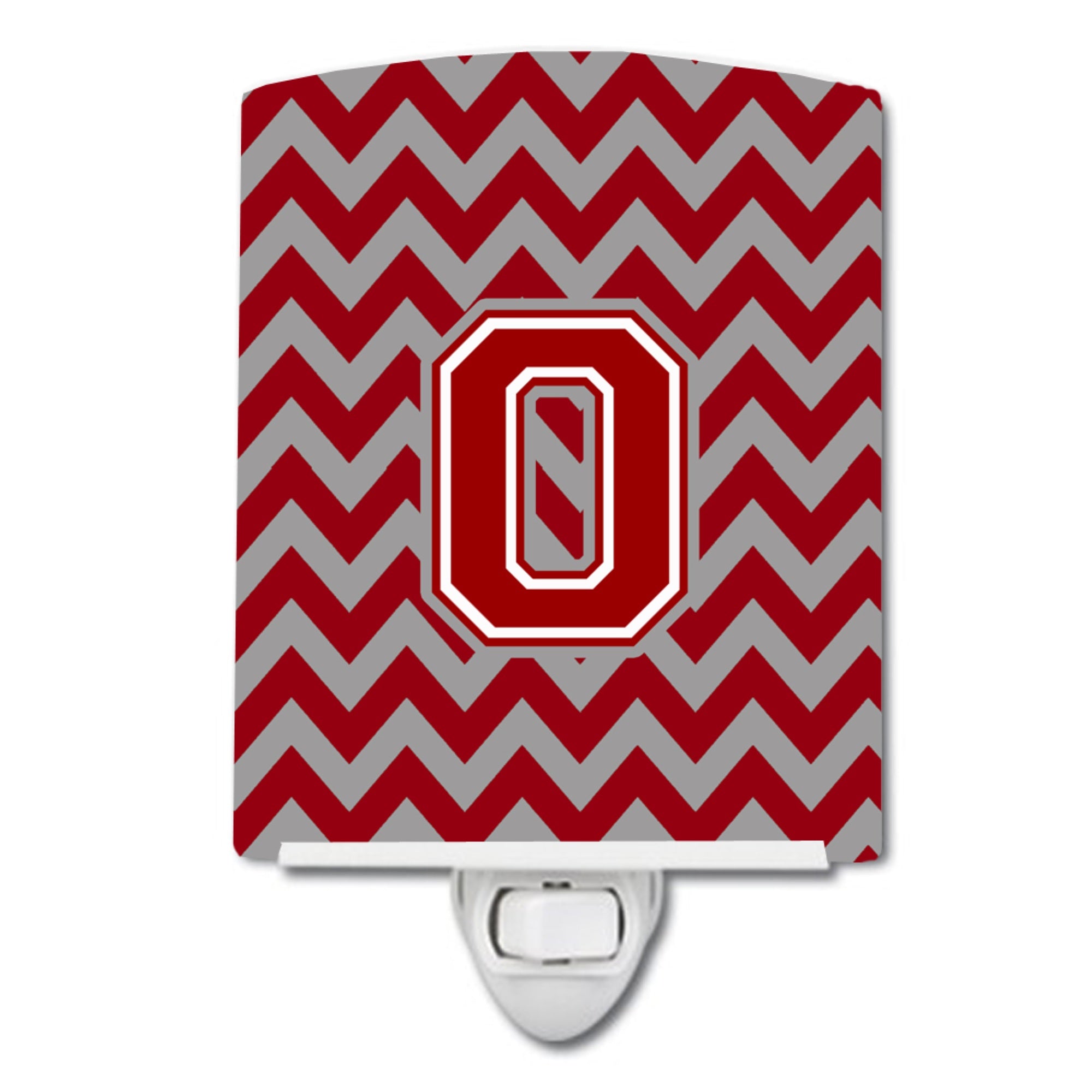  inchCarolines Treasures Letter O Chevron Maroon and White Ceramic Night Light, 6x4, Multicolor inch