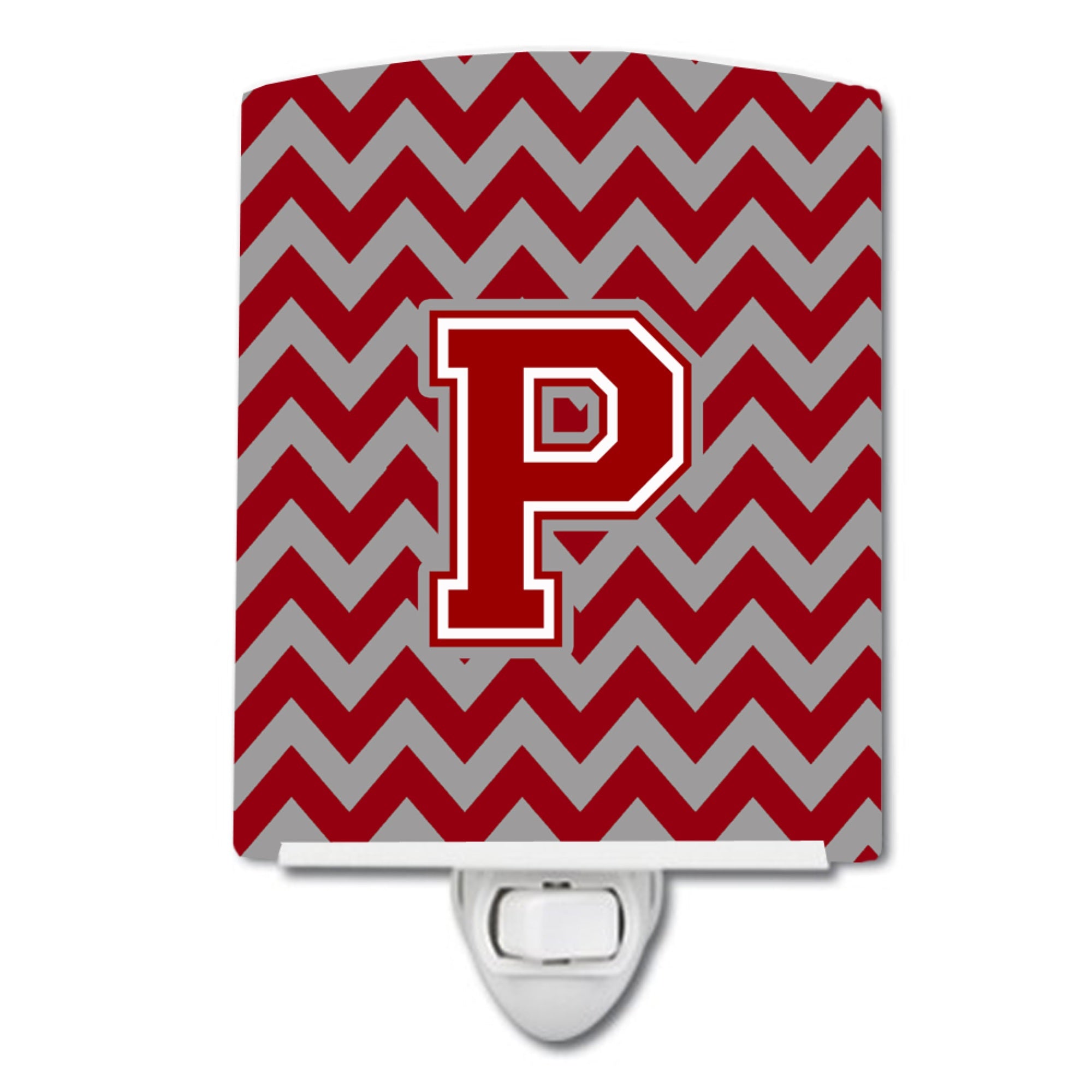  inchCarolines Treasures Letter P Chevron Maroon and White Ceramic Night Light, 6x4, Multicolor inch