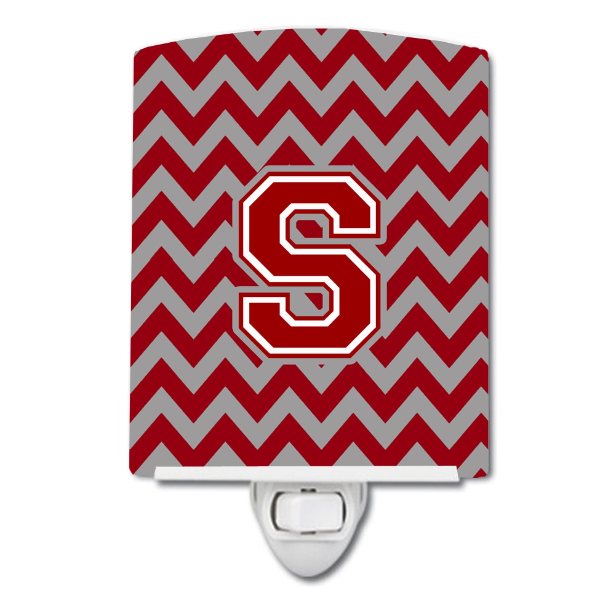 inchCarolines Treasures Letter S Chevron Maroon and White Ceramic Night Light, 6x4, Multicolor inch